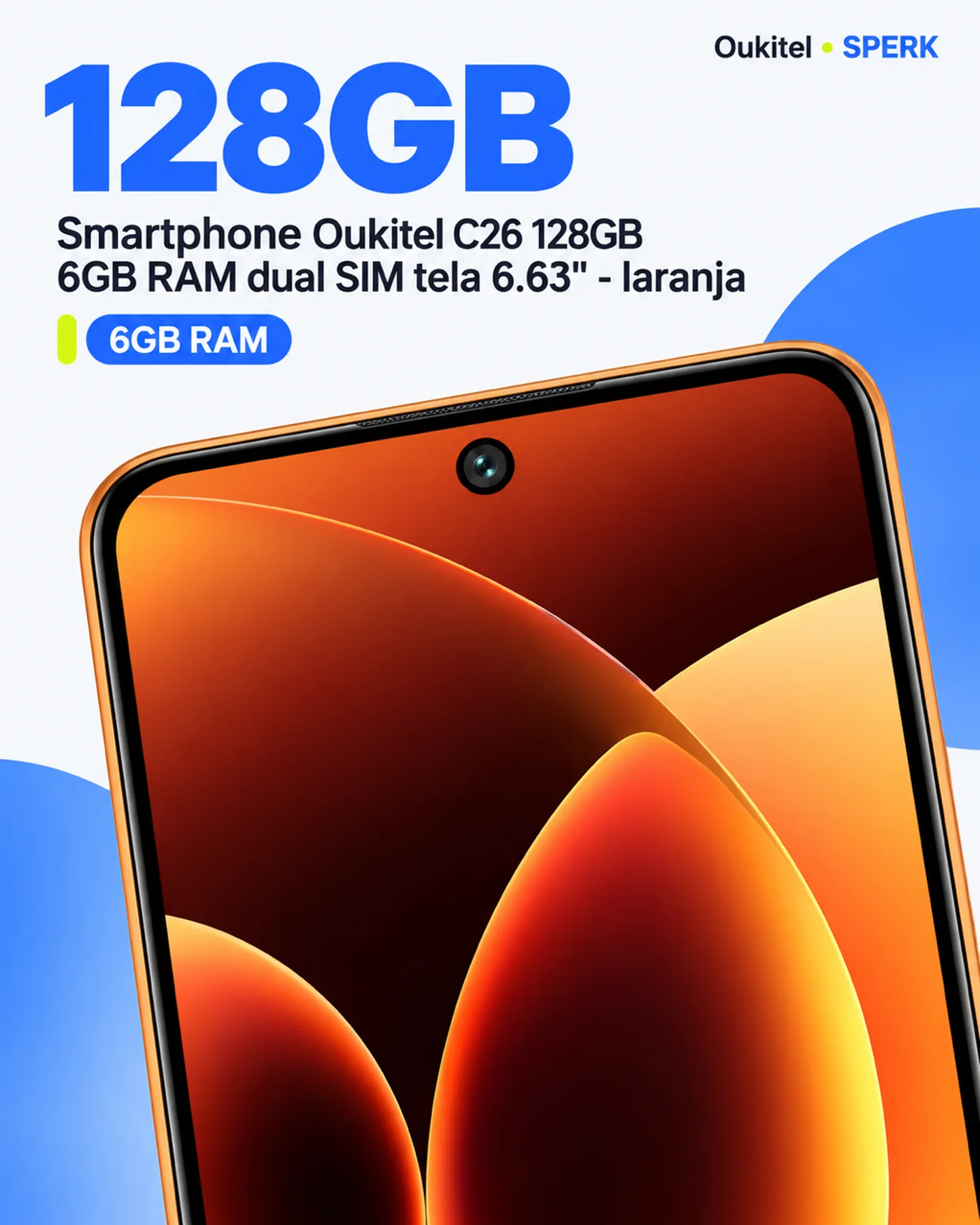 Smartphone Oukitel C26 128GB 6GB RAM dual SIM tela 6.63" - laranja — painel 2