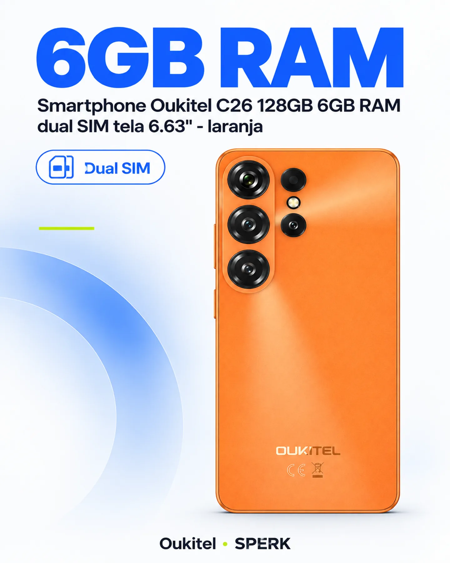 Smartphone Oukitel C26 128GB 6GB RAM dual SIM tela 6.63" - laranja — painel 3