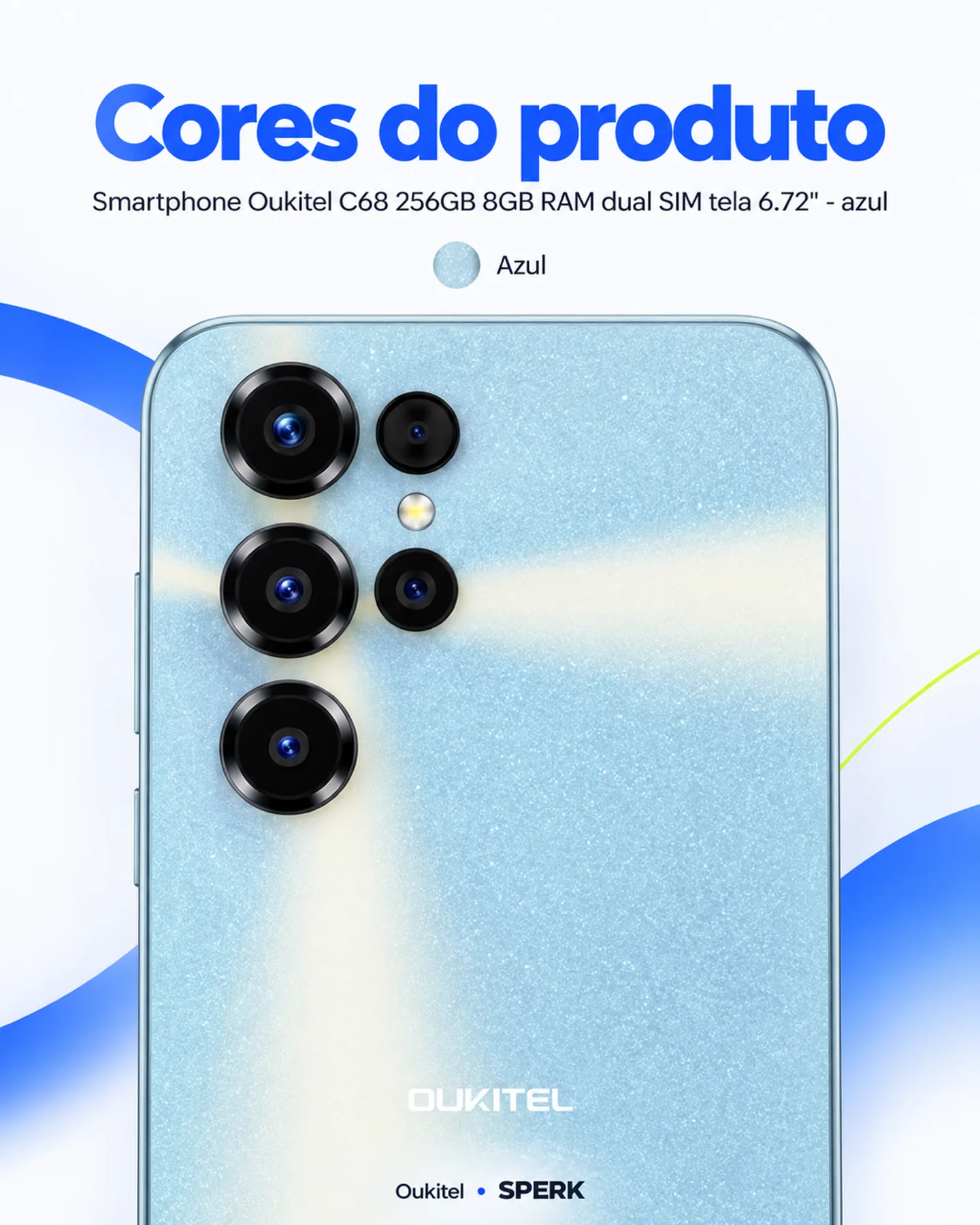 Smartphone Oukitel C68 256GB 8GB RAM dual SIM tela 6.72" - azul — painel 5