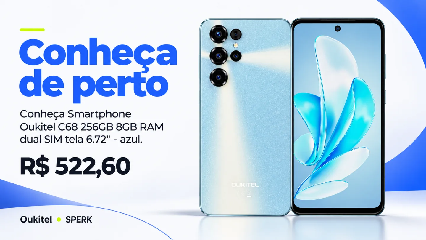 Smartphone Oukitel C68 256GB 8GB RAM dual SIM tela 6.72" - azul — heroi descricao