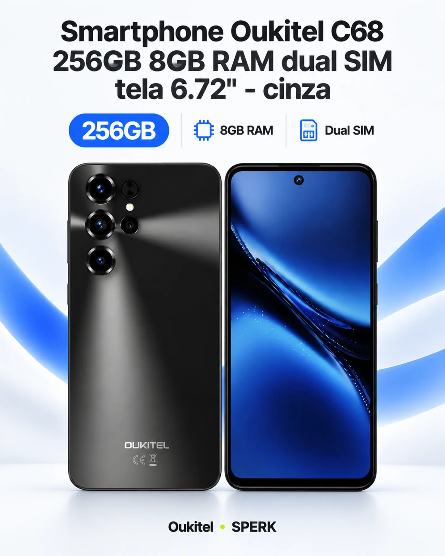 Smartphone Oukitel C68 256GB 8GB RAM dual SIM tela 6.72" - cinza — painel 1