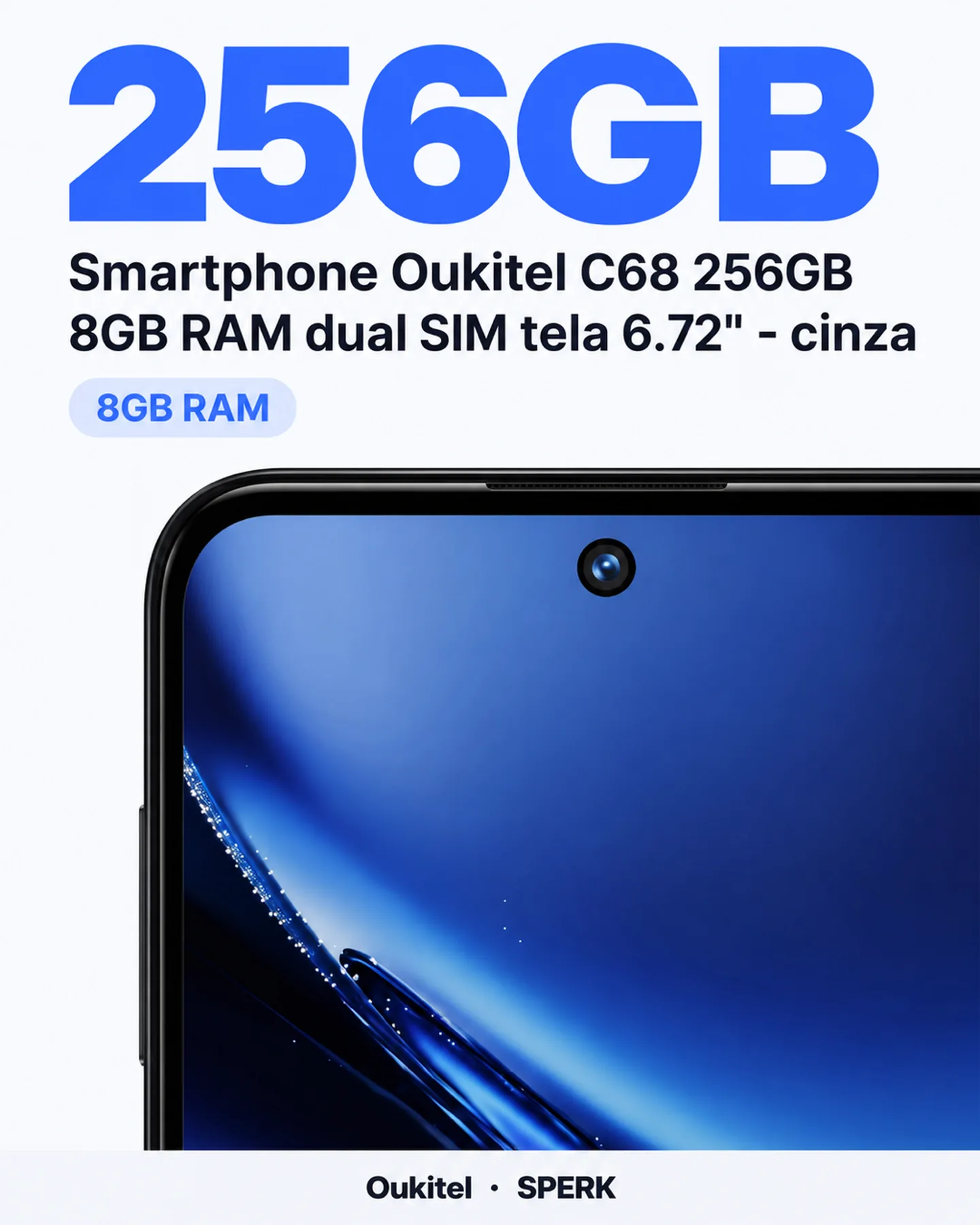 Smartphone Oukitel C68 256GB 8GB RAM dual SIM tela 6.72" - cinza — painel 2