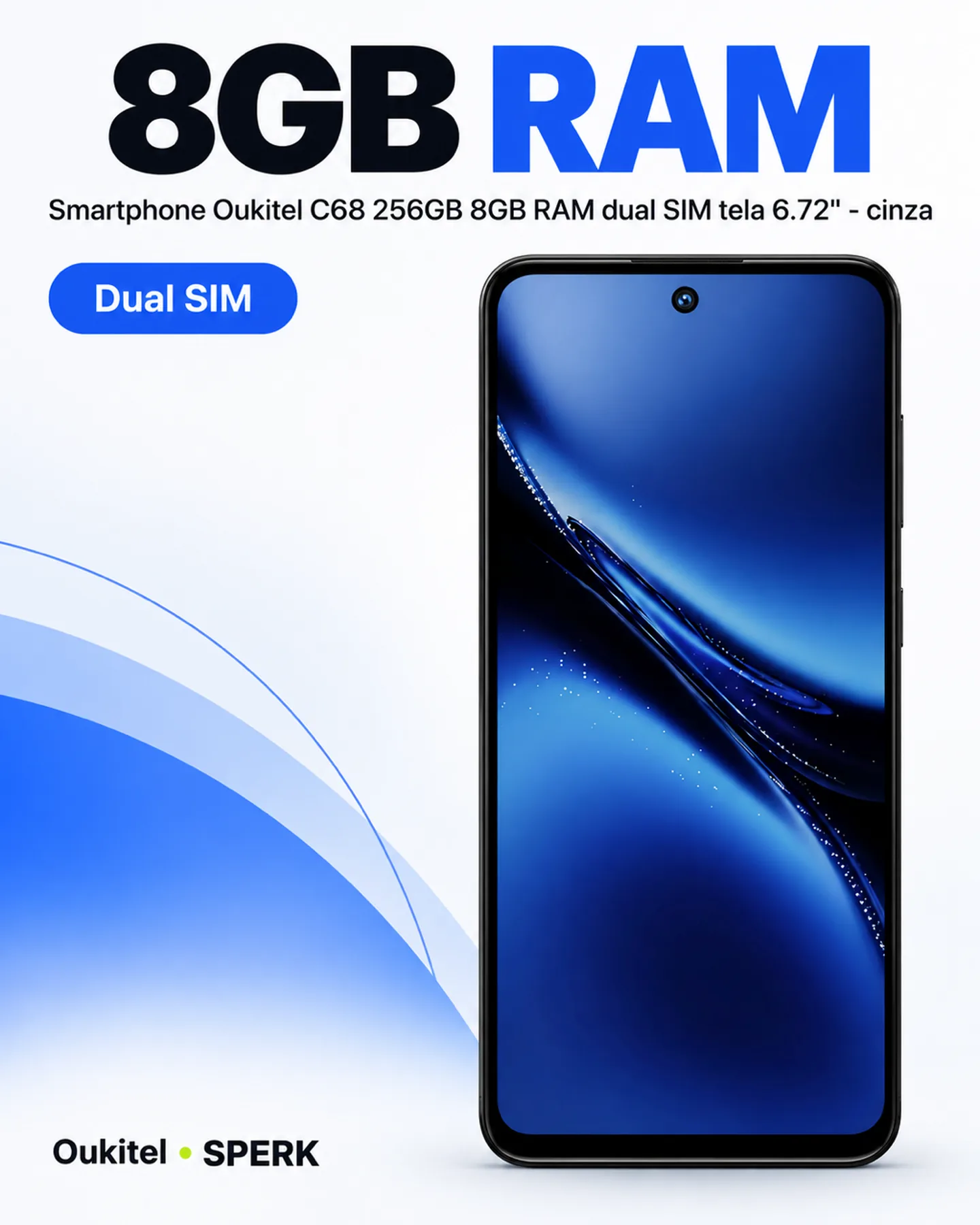 Smartphone Oukitel C68 256GB 8GB RAM dual SIM tela 6.72" - cinza — painel 3