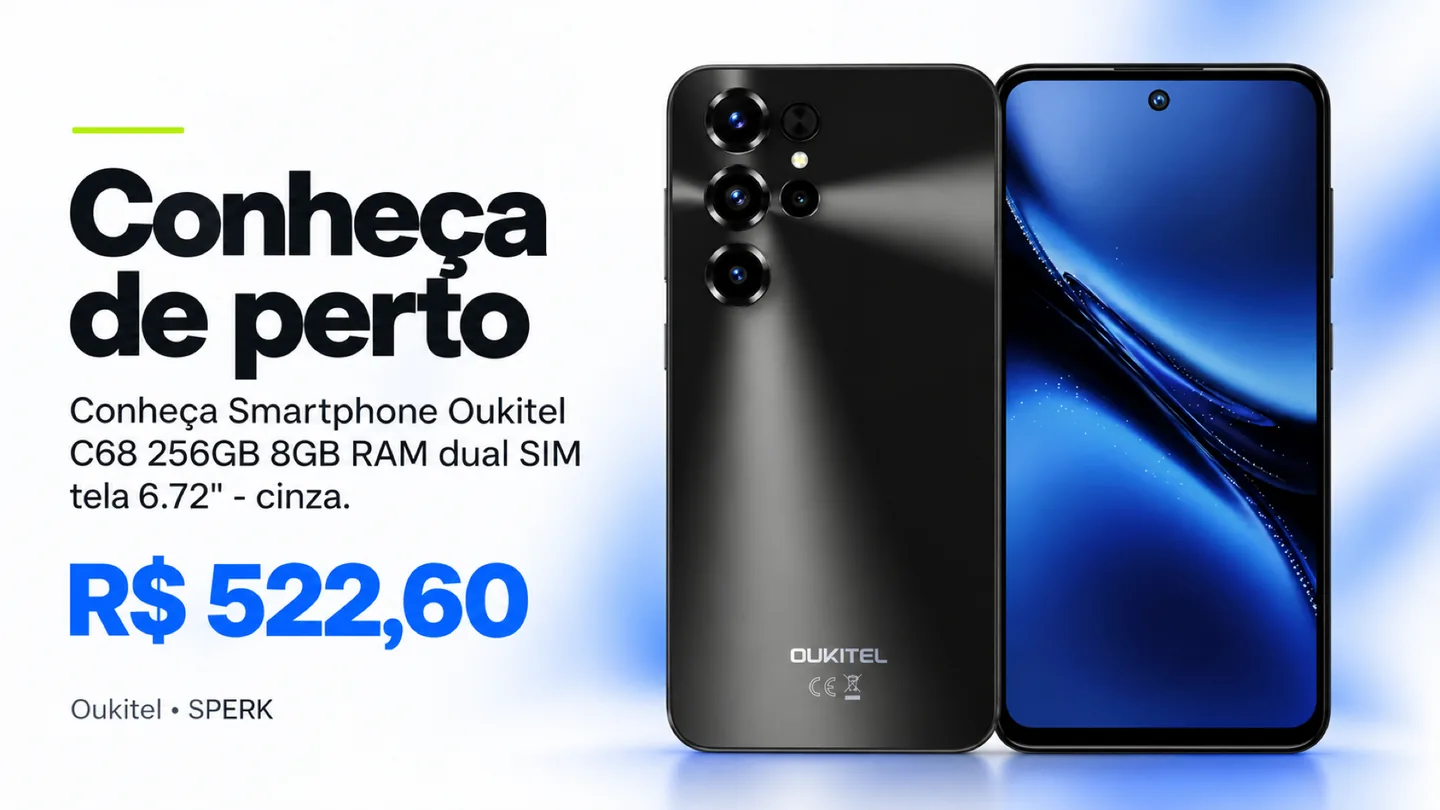 Smartphone Oukitel C68 256GB 8GB RAM dual SIM tela 6.72" - cinza — heroi descricao