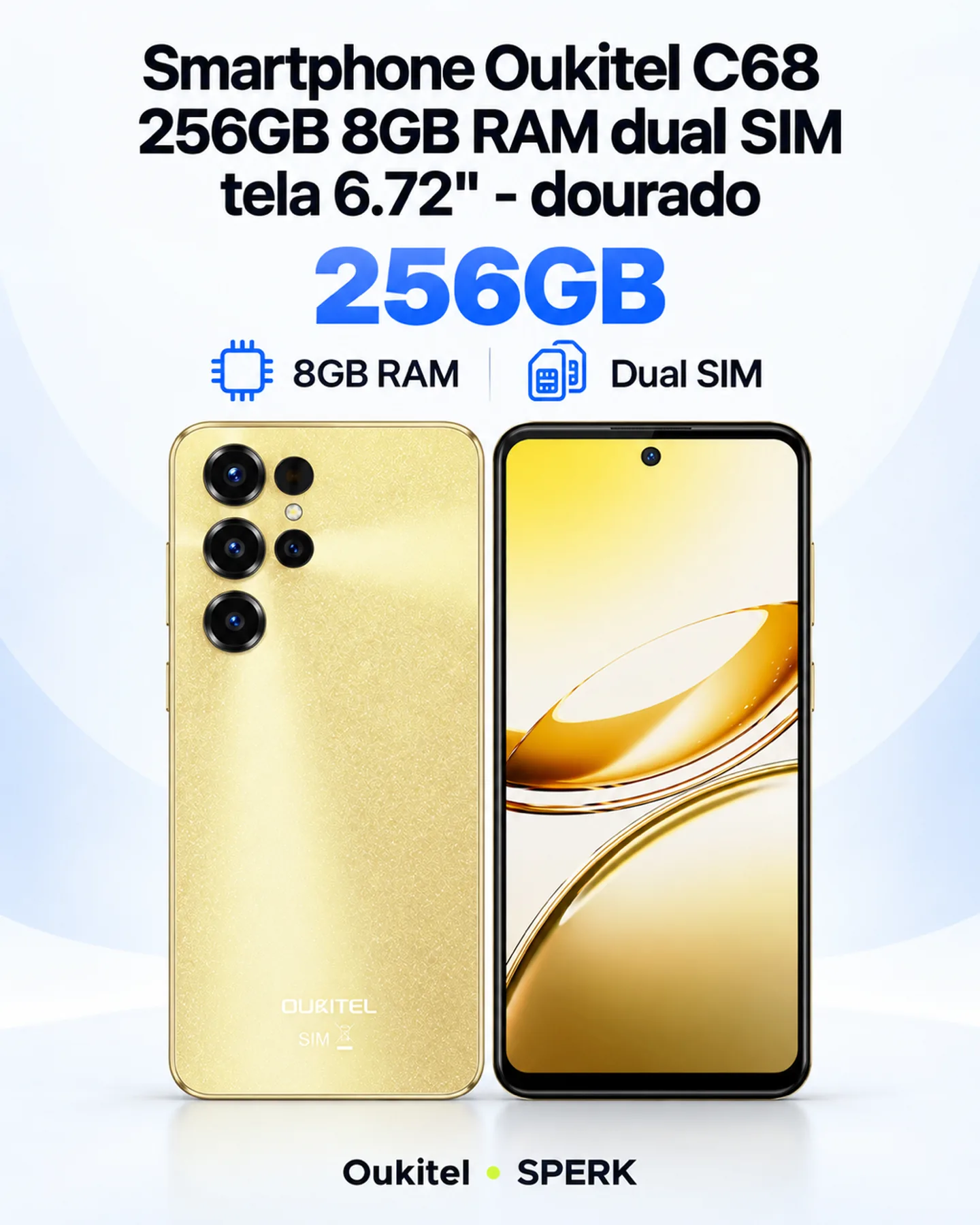 Smartphone Oukitel C68 256GB 8GB RAM dual SIM tela 6.72" - dourado — painel 1