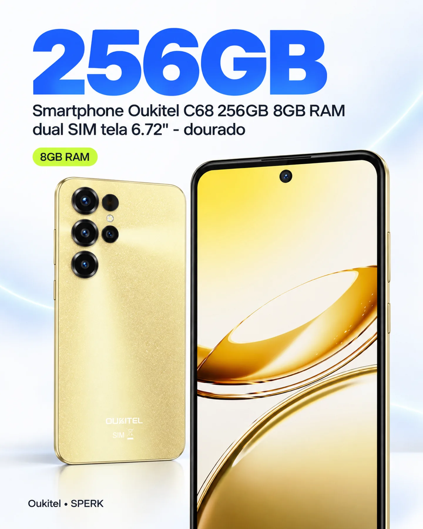 Smartphone Oukitel C68 256GB 8GB RAM dual SIM tela 6.72" - dourado — painel 2