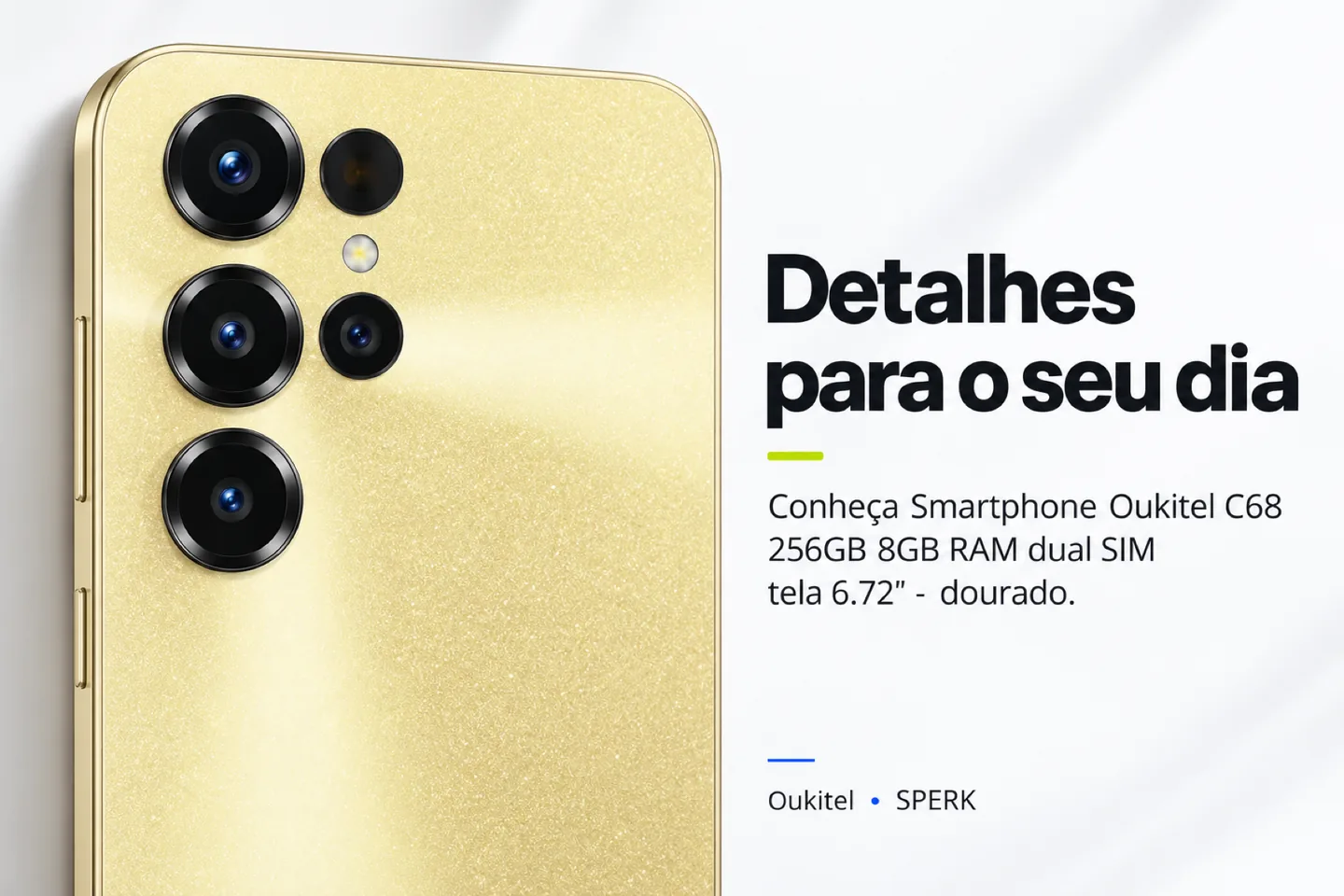 Smartphone Oukitel C68 256GB 8GB RAM dual SIM tela 6.72" - dourado — diferencial uso