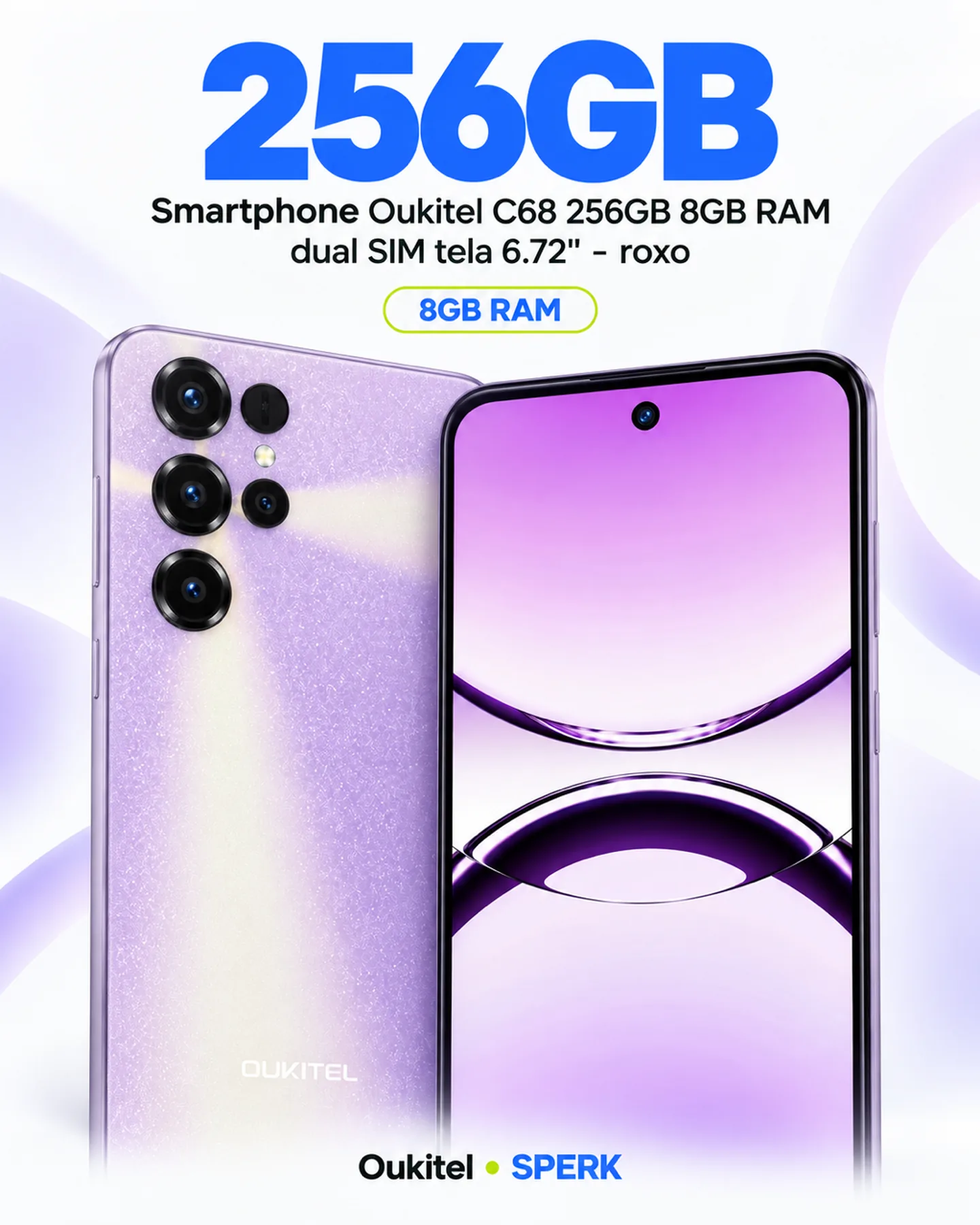 Smartphone Oukitel C68 256GB 8GB RAM dual SIM tela 6.72" - roxo — painel 2