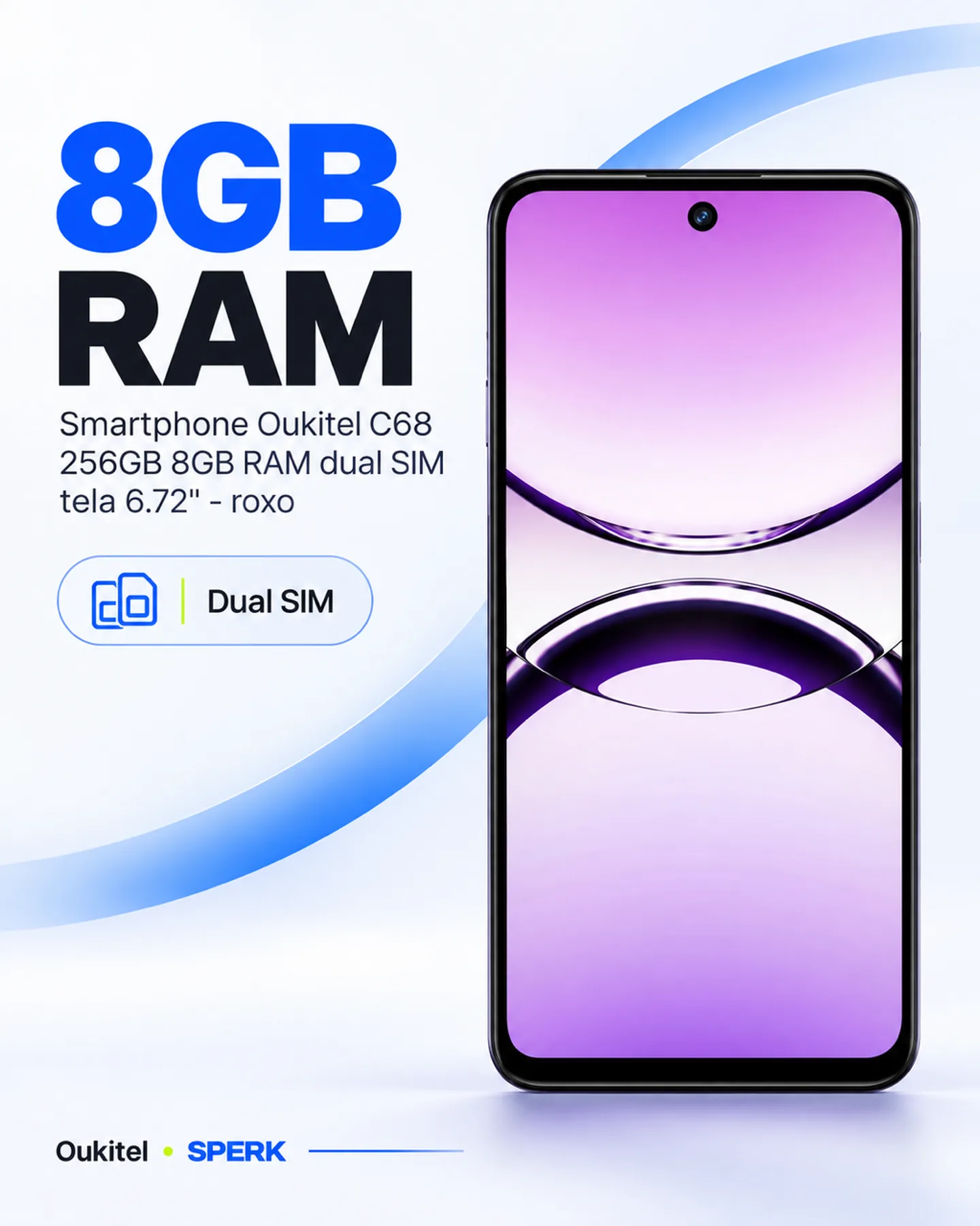 Smartphone Oukitel C68 256GB 8GB RAM dual SIM tela 6.72" - roxo — painel 3
