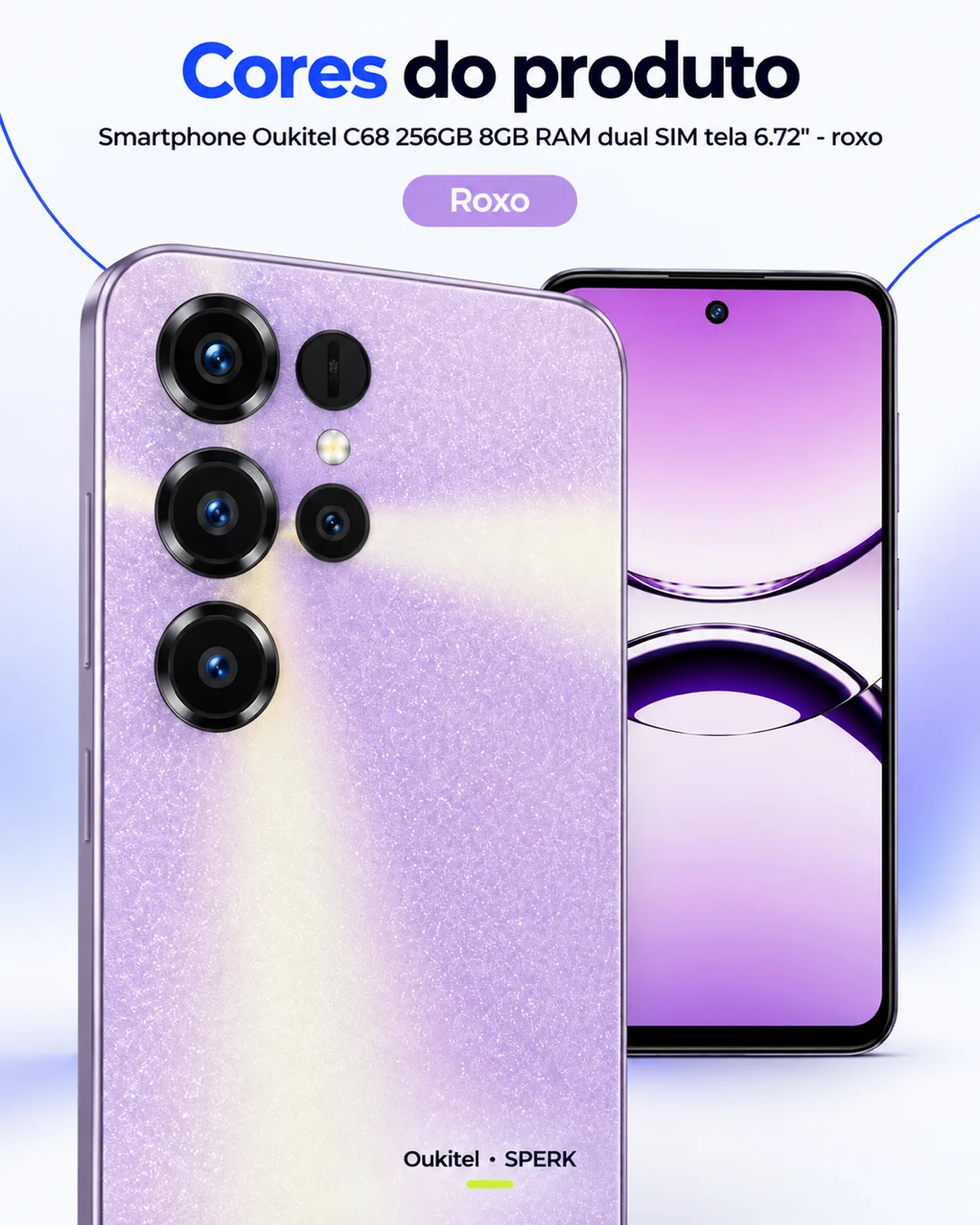 Smartphone Oukitel C68 256GB 8GB RAM dual SIM tela 6.72" - roxo — painel 5