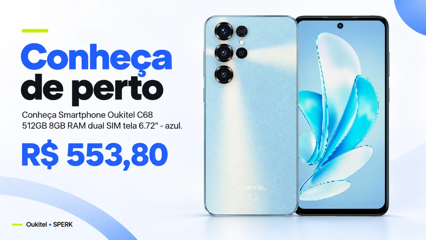 Smartphone Oukitel C68 512GB 8GB RAM dual SIM tela 6.72" - azul — heroi descricao