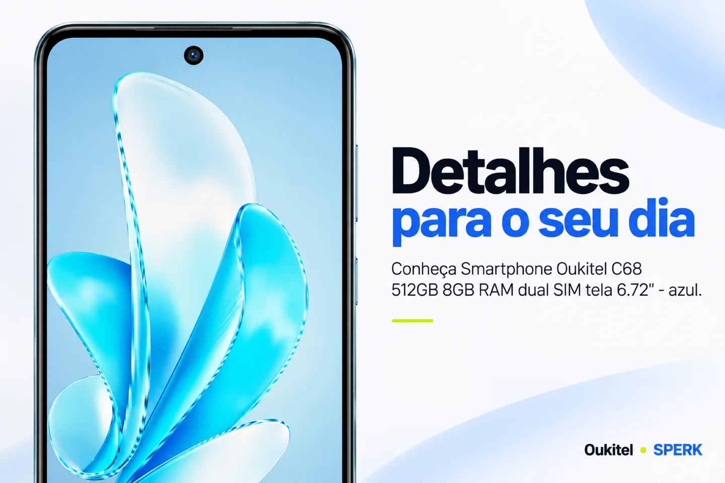 Smartphone Oukitel C68 512GB 8GB RAM dual SIM tela 6.72" - azul — diferencial uso