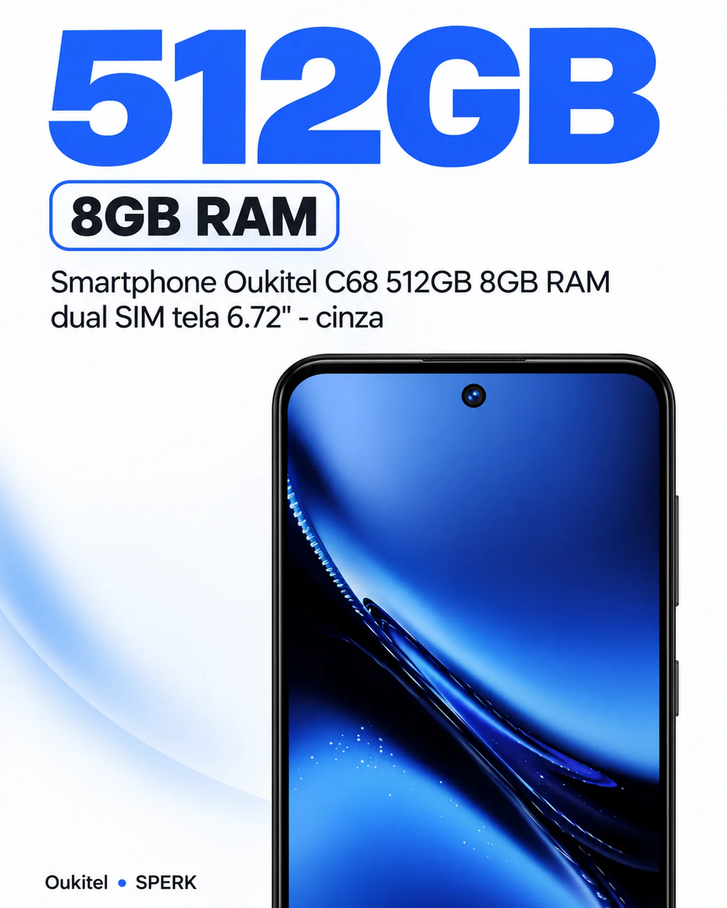 Smartphone Oukitel C68 512GB 8GB RAM dual SIM tela 6.72" - cinza — painel 2