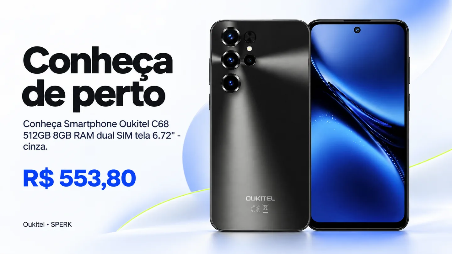 Smartphone Oukitel C68 512GB 8GB RAM dual SIM tela 6.72" - cinza — heroi descricao