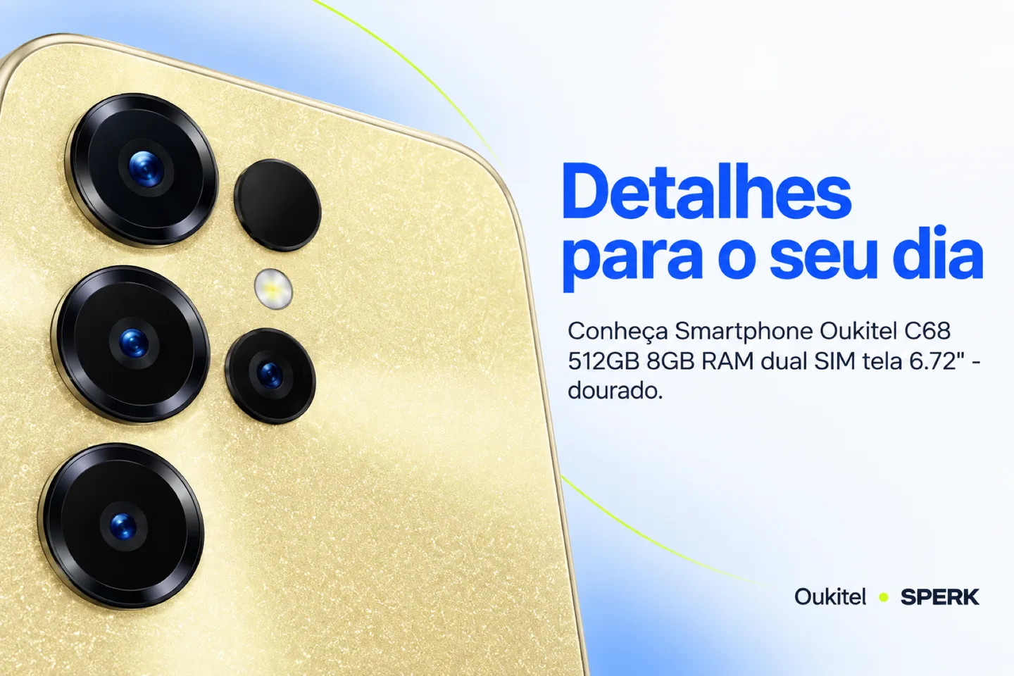 Smartphone Oukitel C68 512GB 8GB RAM dual SIM tela 6.72" - dourado — diferencial uso
