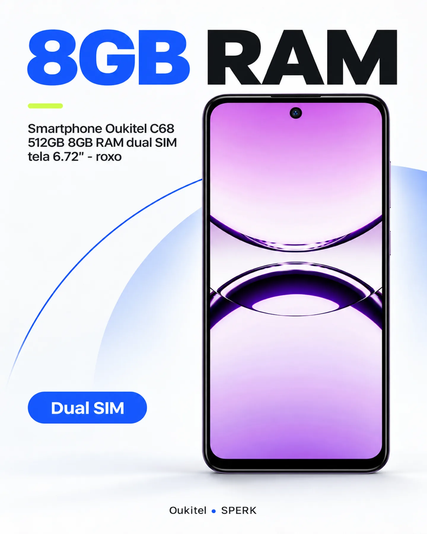 Smartphone Oukitel C68 512GB 8GB RAM dual SIM tela 6.72" - roxo — painel 3