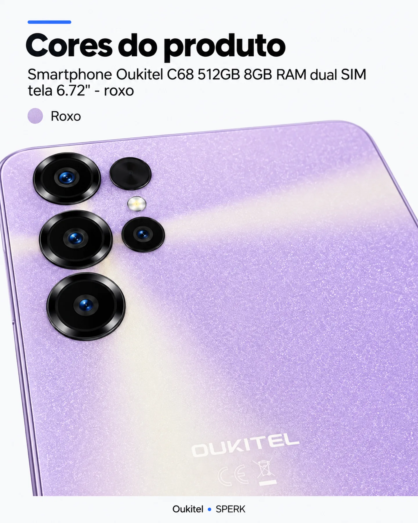 Smartphone Oukitel C68 512GB 8GB RAM dual SIM tela 6.72" - roxo — painel 5
