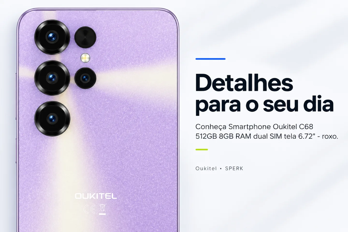 Smartphone Oukitel C68 512GB 8GB RAM dual SIM tela 6.72" - roxo — diferencial uso
