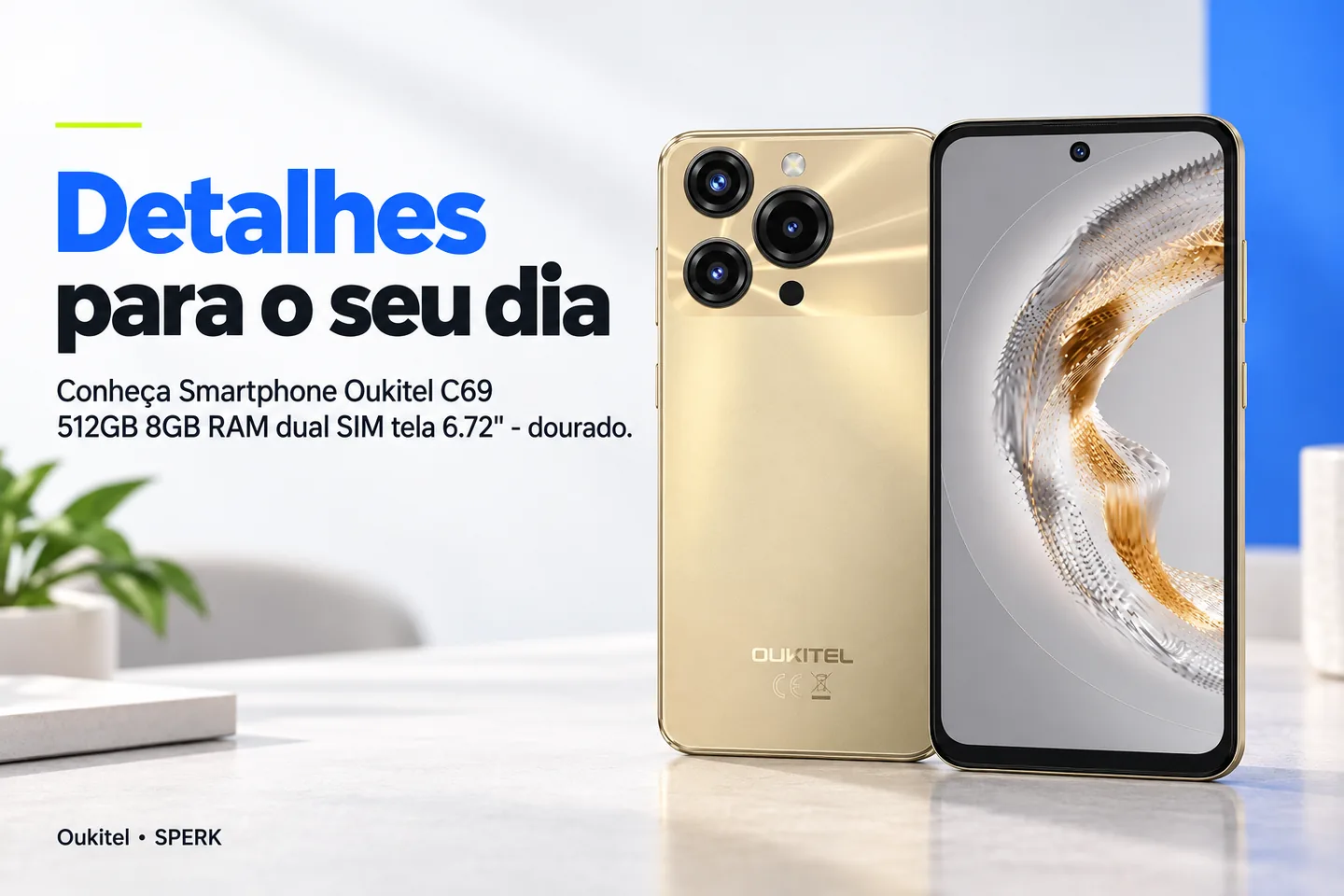 Smartphone Oukitel C69 512GB 8GB RAM dual SIM tela 6.72" - dourado — diferencial uso