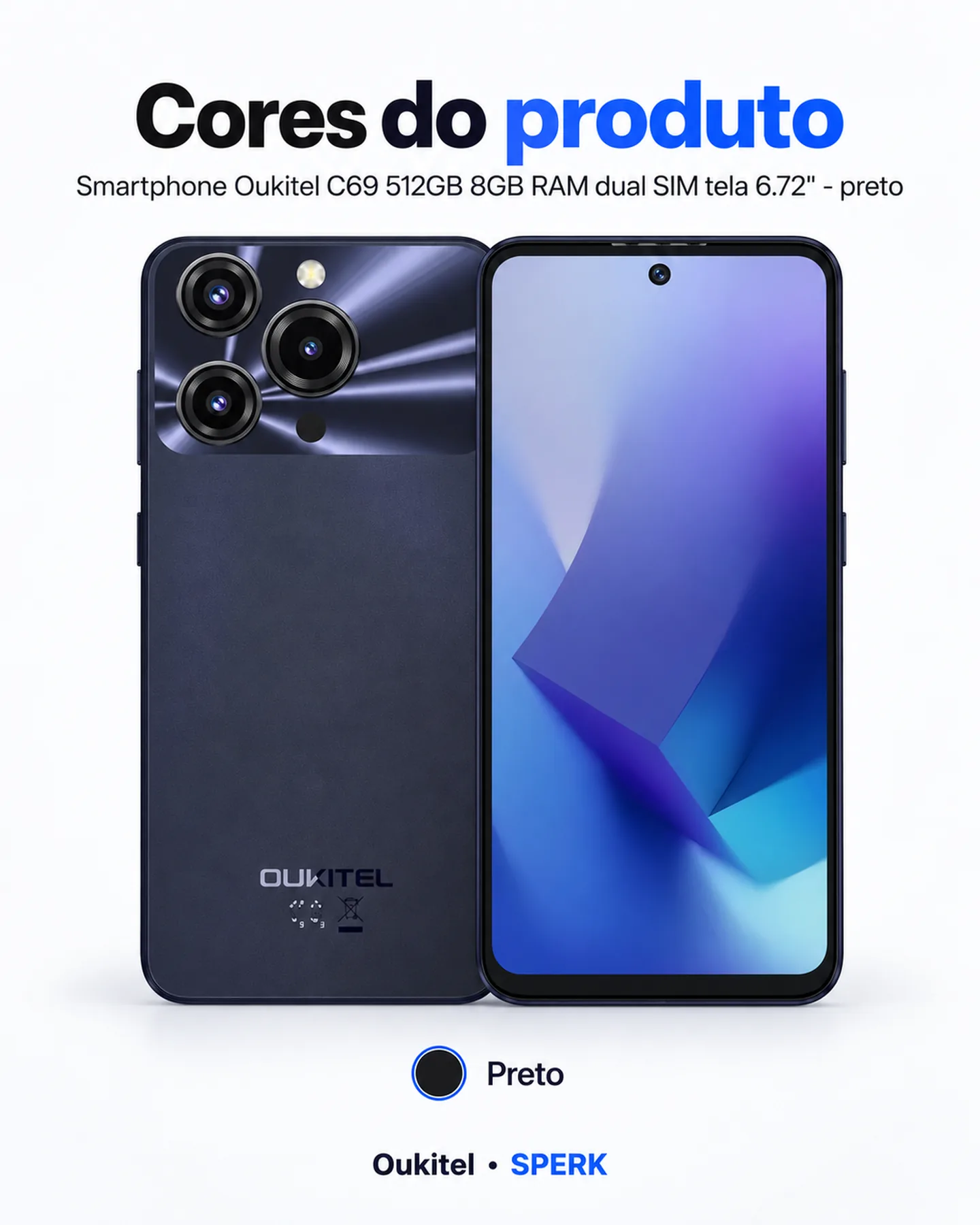 Smartphone Oukitel C69 512GB 8GB RAM dual SIM tela 6.72" - preto — painel 5