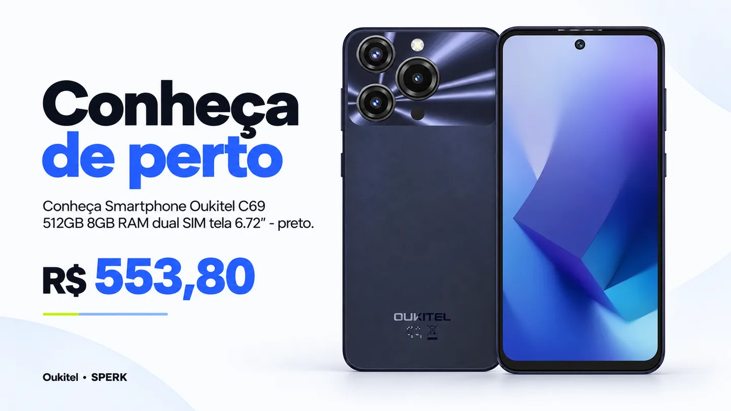 Smartphone Oukitel C69 512GB 8GB RAM dual SIM tela 6.72" - preto — heroi descricao