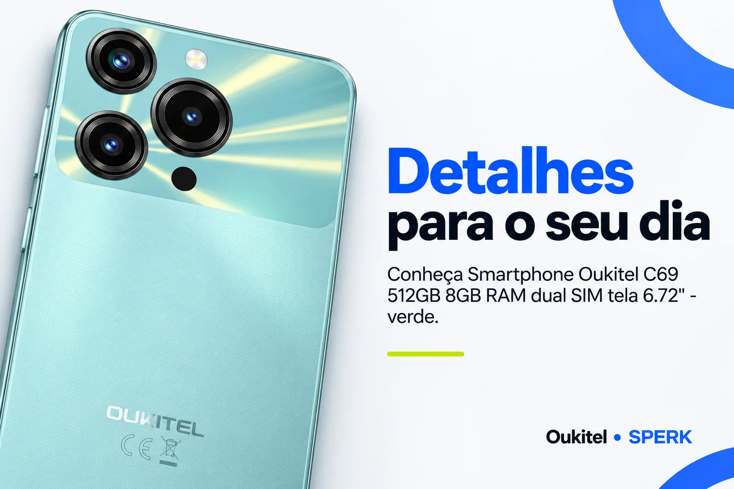 Smartphone Oukitel C69 512GB 8GB RAM dual SIM tela 6.72" - verde — diferencial uso
