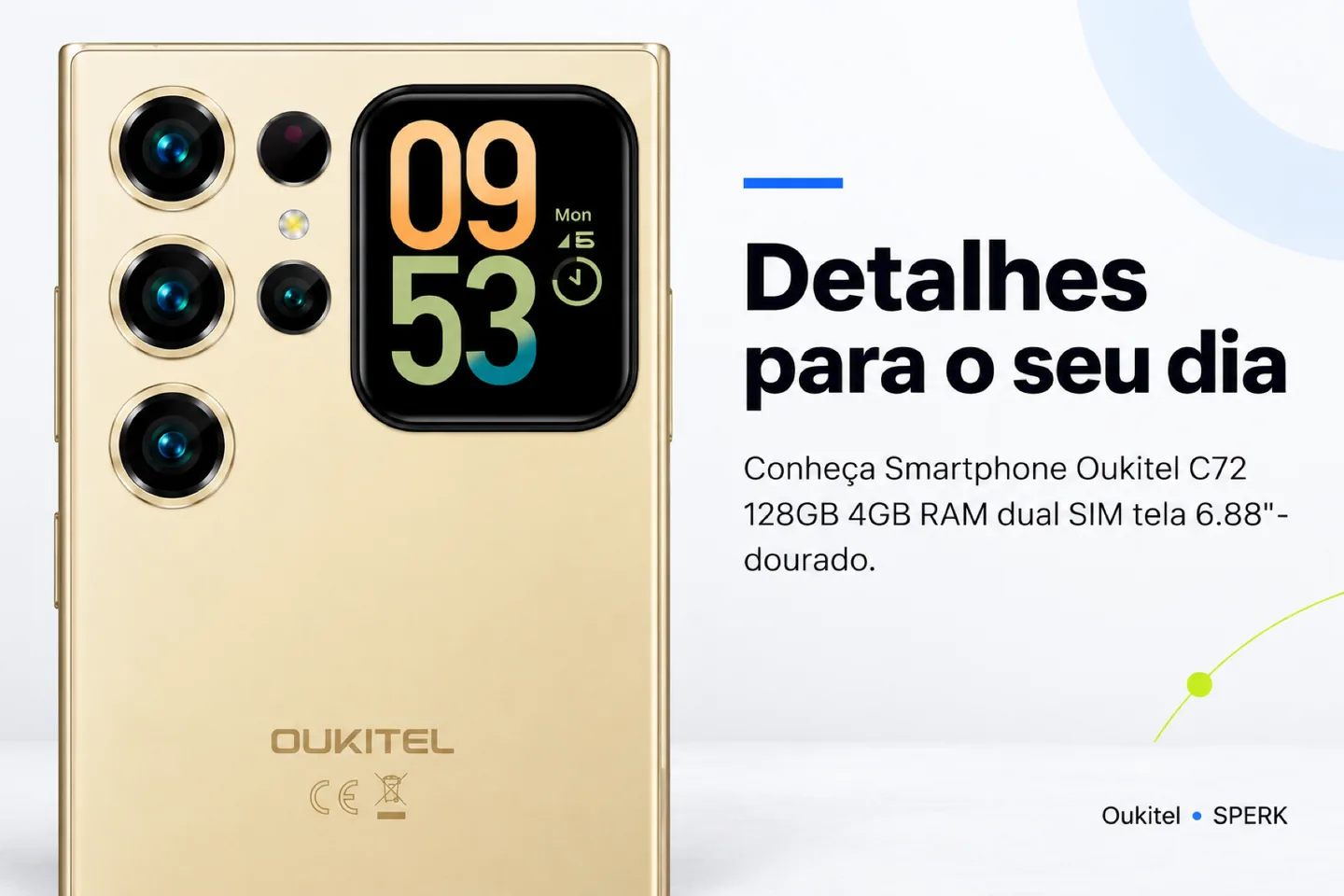 Smartphone Oukitel C72 128GB 4GB RAM dual SIM tela 6.88" - dourado — diferencial uso
