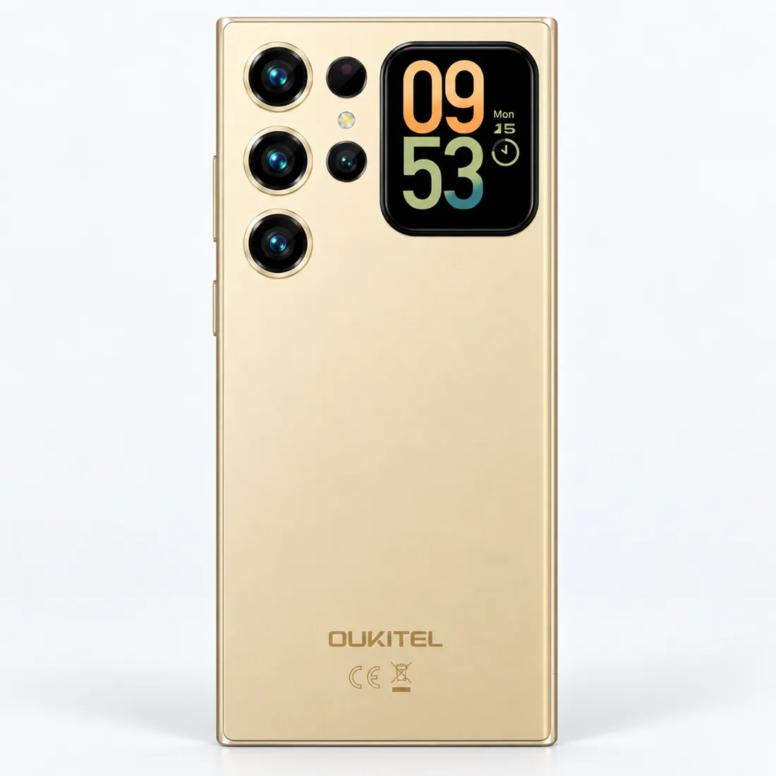 Smartphone Oukitel C72 128GB 4GB RAM dual SIM tela 6.88" - dourado — verso lateral