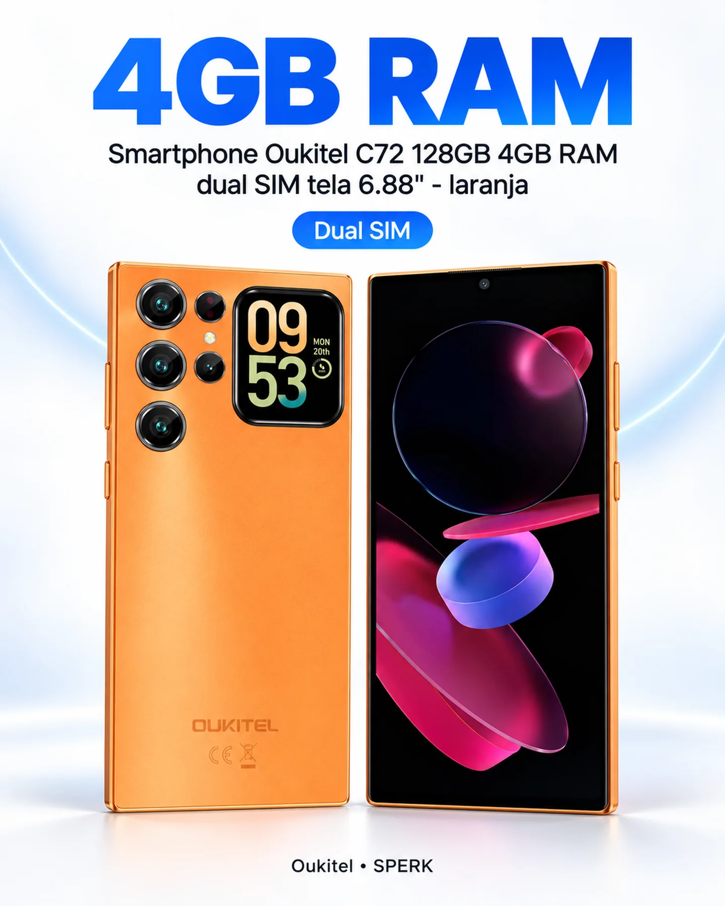 Smartphone Oukitel C72 128GB 4GB RAM dual SIM tela 6.88" - laranja — painel 3