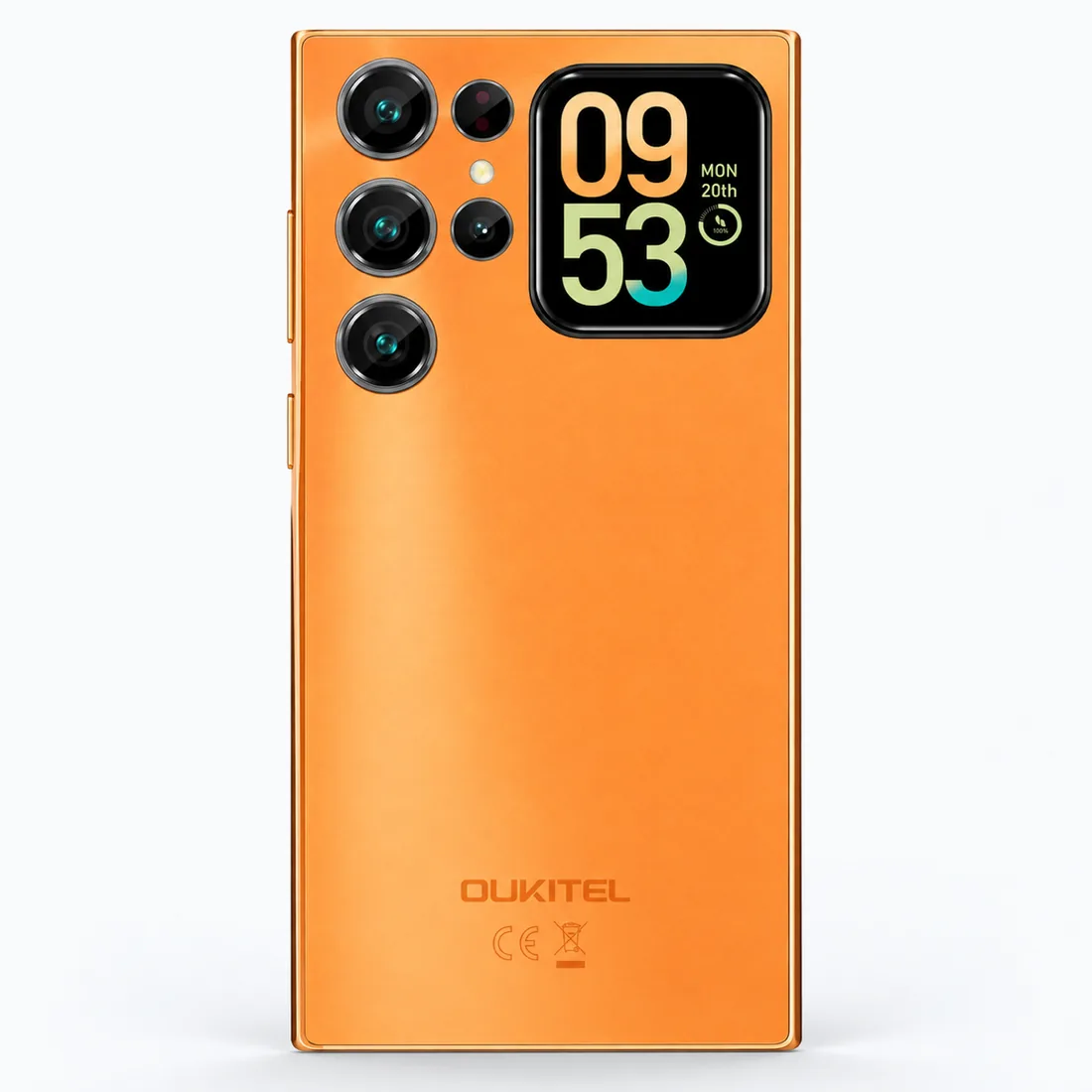 Smartphone Oukitel C72 128GB 4GB RAM dual SIM tela 6.88" - laranja — verso lateral