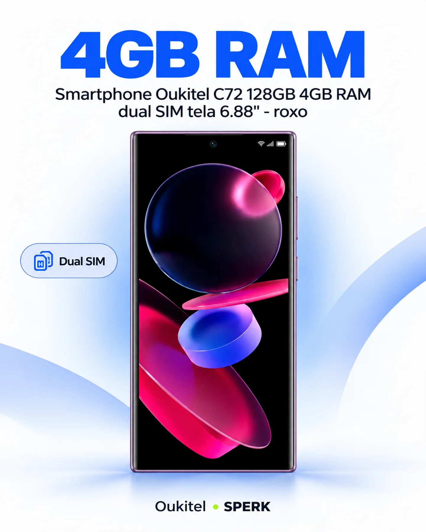 Smartphone Oukitel C72 128GB 4GB RAM dual SIM tela 6.88" - roxo — painel 3