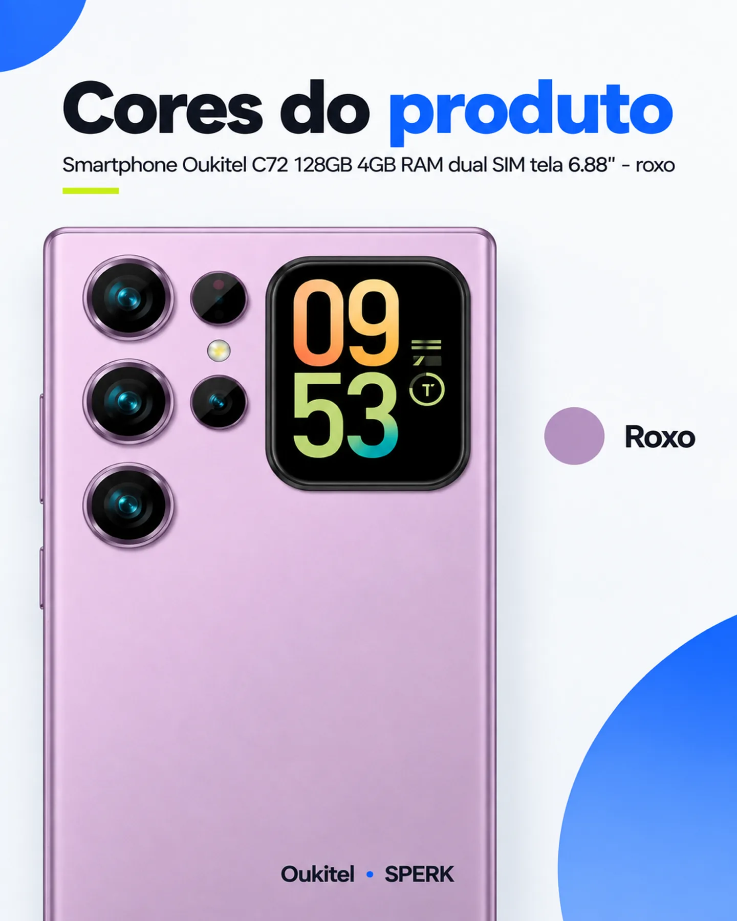 Smartphone Oukitel C72 128GB 4GB RAM dual SIM tela 6.88" - roxo — painel 5