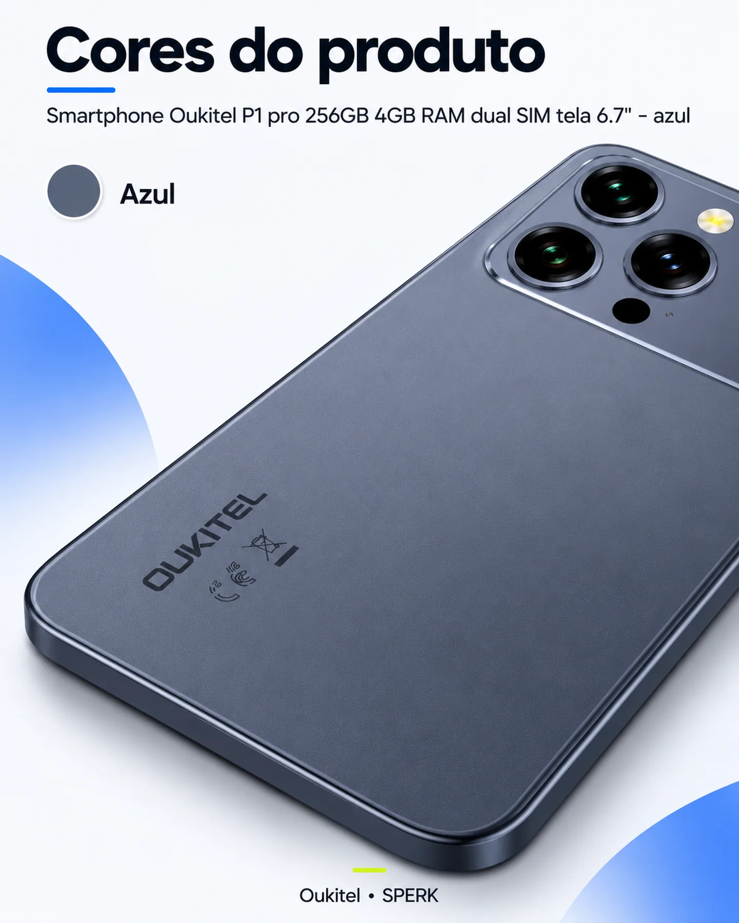 Smartphone Oukitel P1 pro 256GB 4GB RAM dual SIM tela 6.7" - azul — painel 5