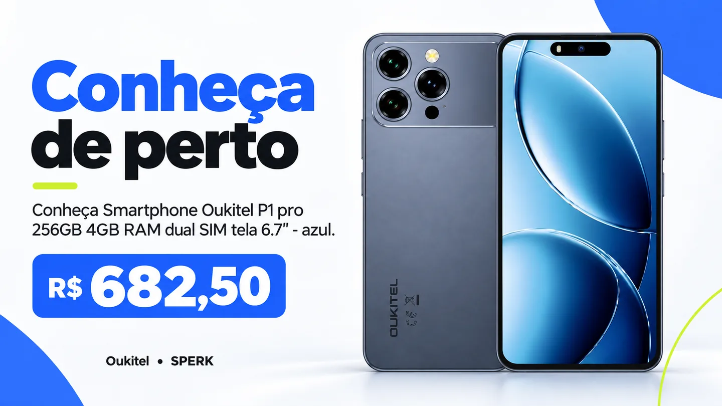 Smartphone Oukitel P1 pro 256GB 4GB RAM dual SIM tela 6.7" - azul — heroi descricao