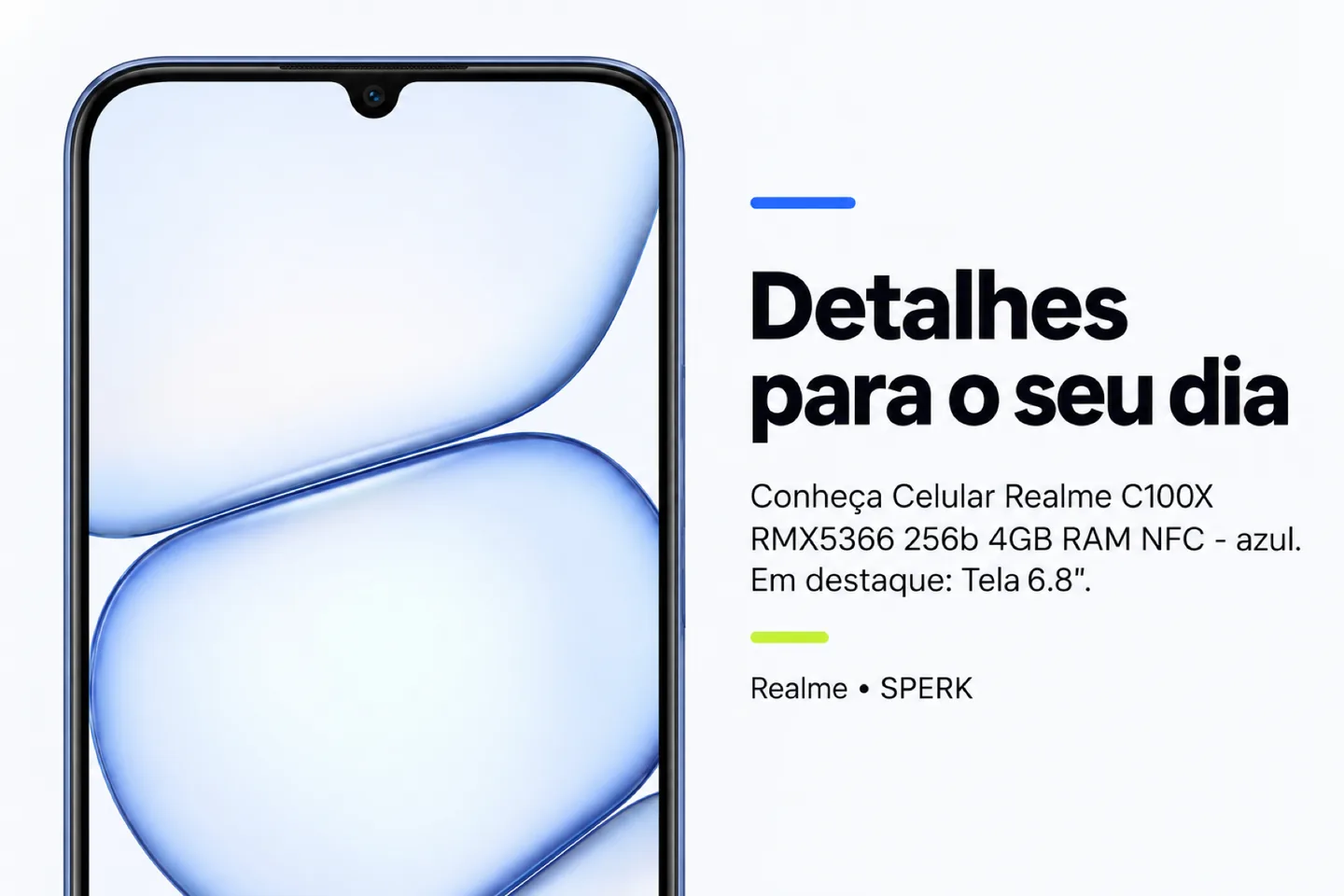 Celular Realme C100X RMX5366 256b 4GB RAM NFC - azul — diferencial uso