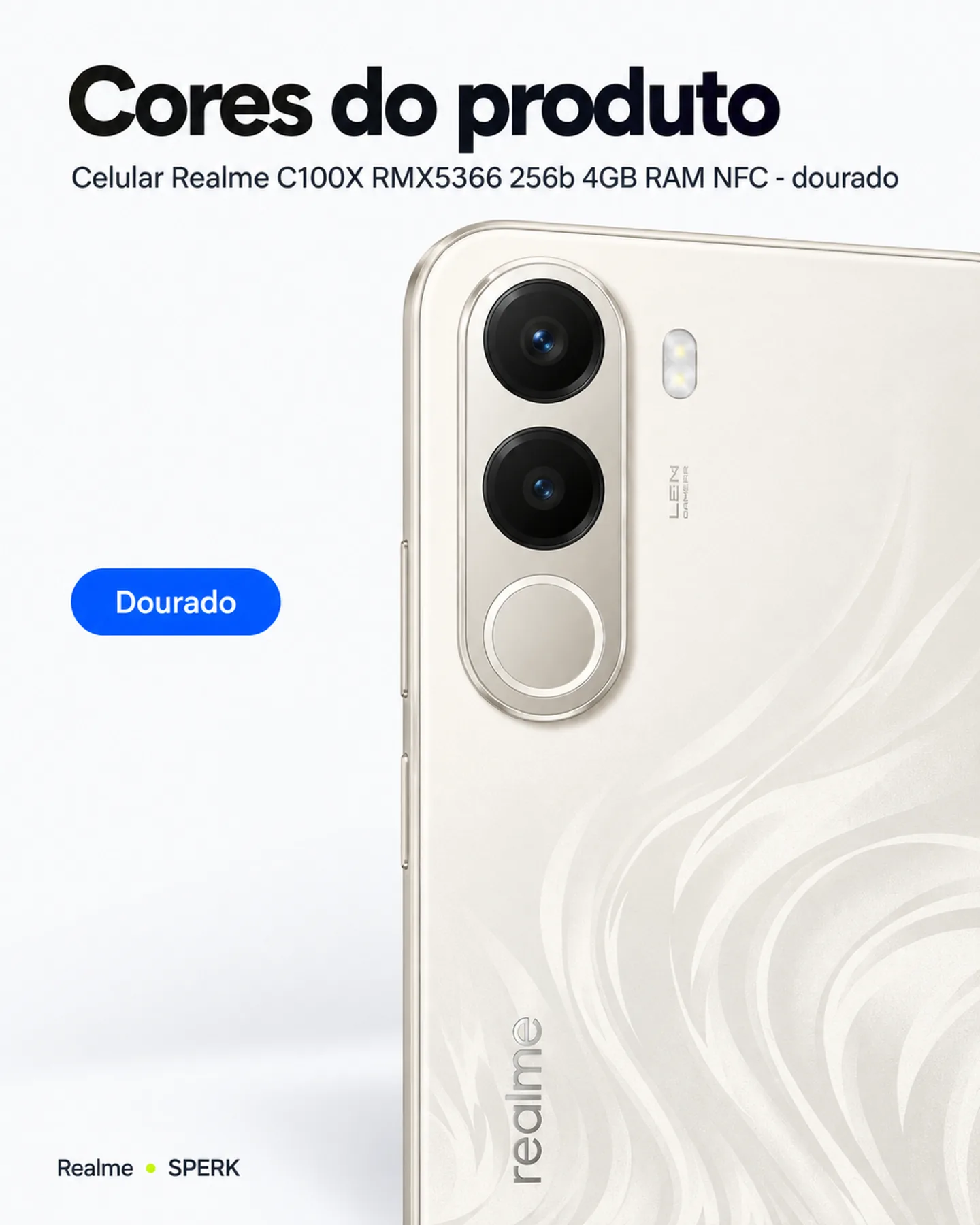 Celular Realme C100X RMX5366 256b 4GB RAM NFC - dourado — painel 5