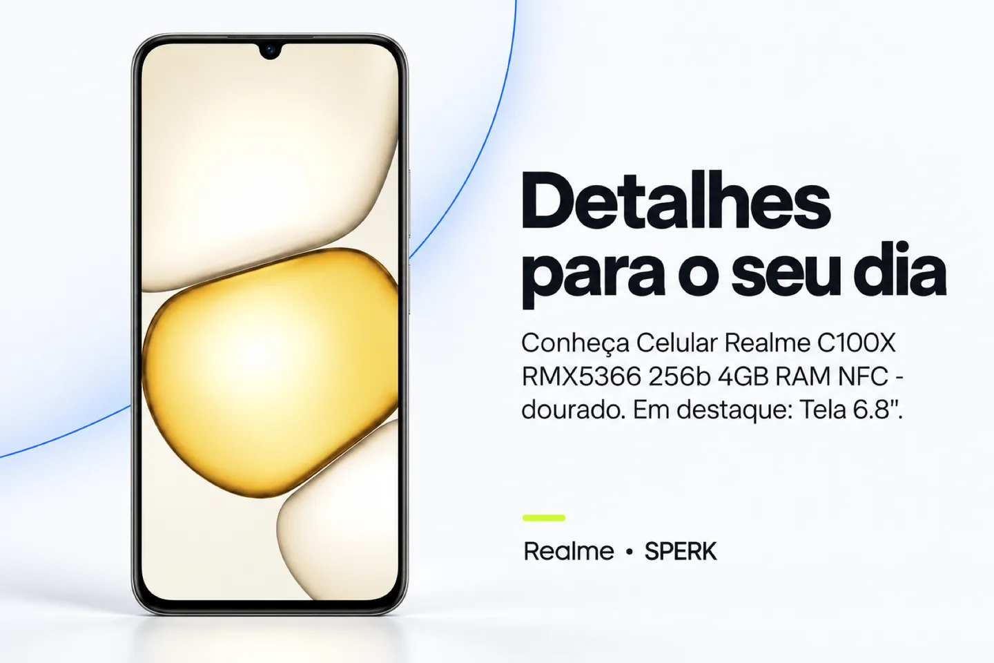Celular Realme C100X RMX5366 256b 4GB RAM NFC - dourado — diferencial uso