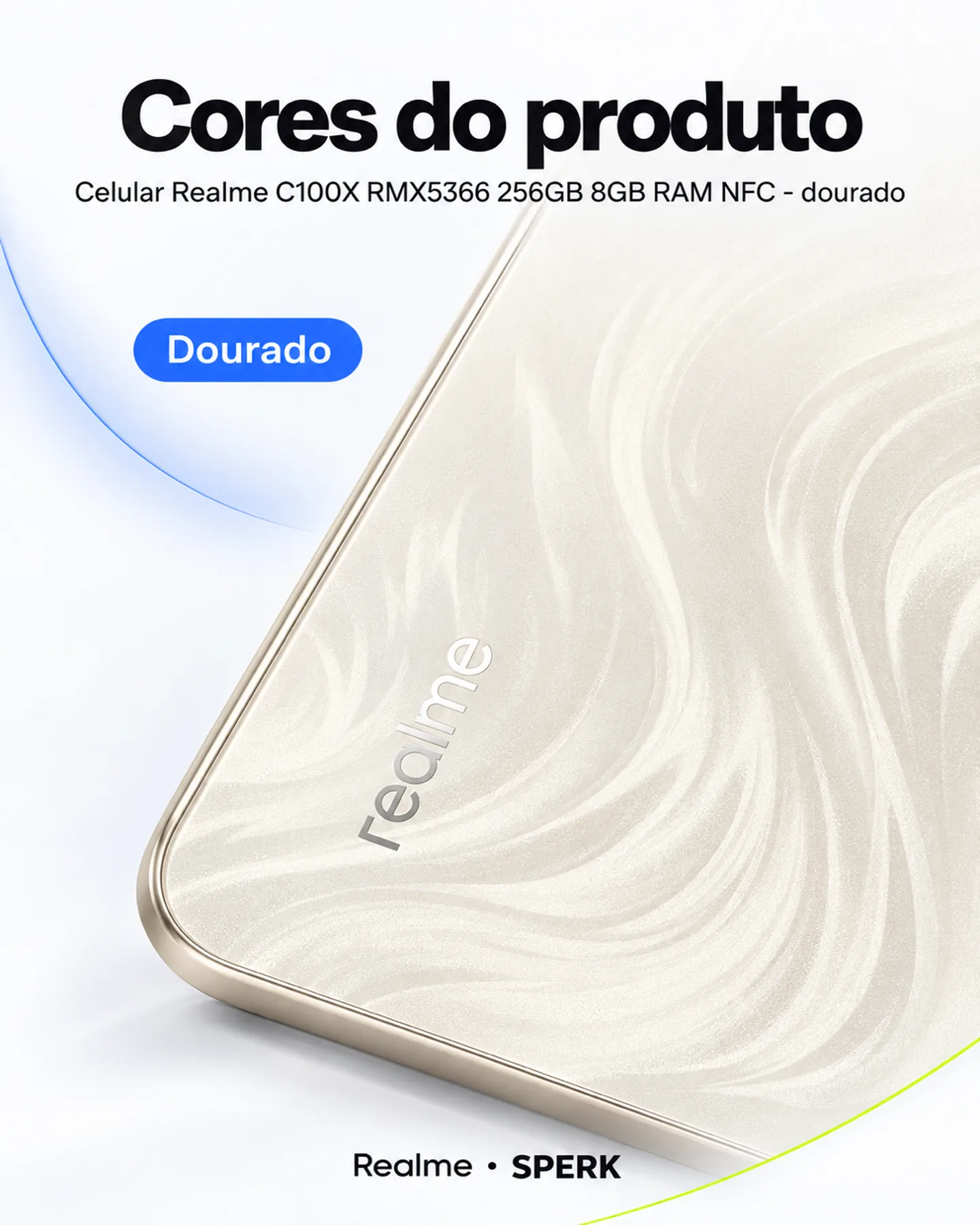 Celular Realme C100X RMX5366 256GB 8GB RAM NFC - dourado — painel 5