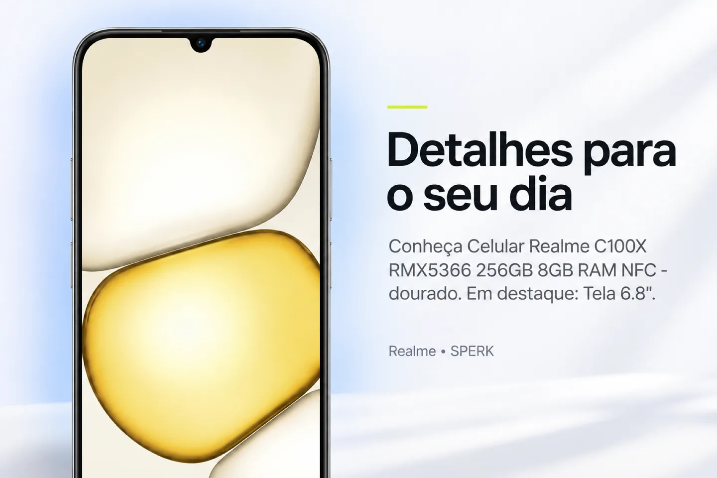 Celular Realme C100X RMX5366 256GB 8GB RAM NFC - dourado — diferencial uso