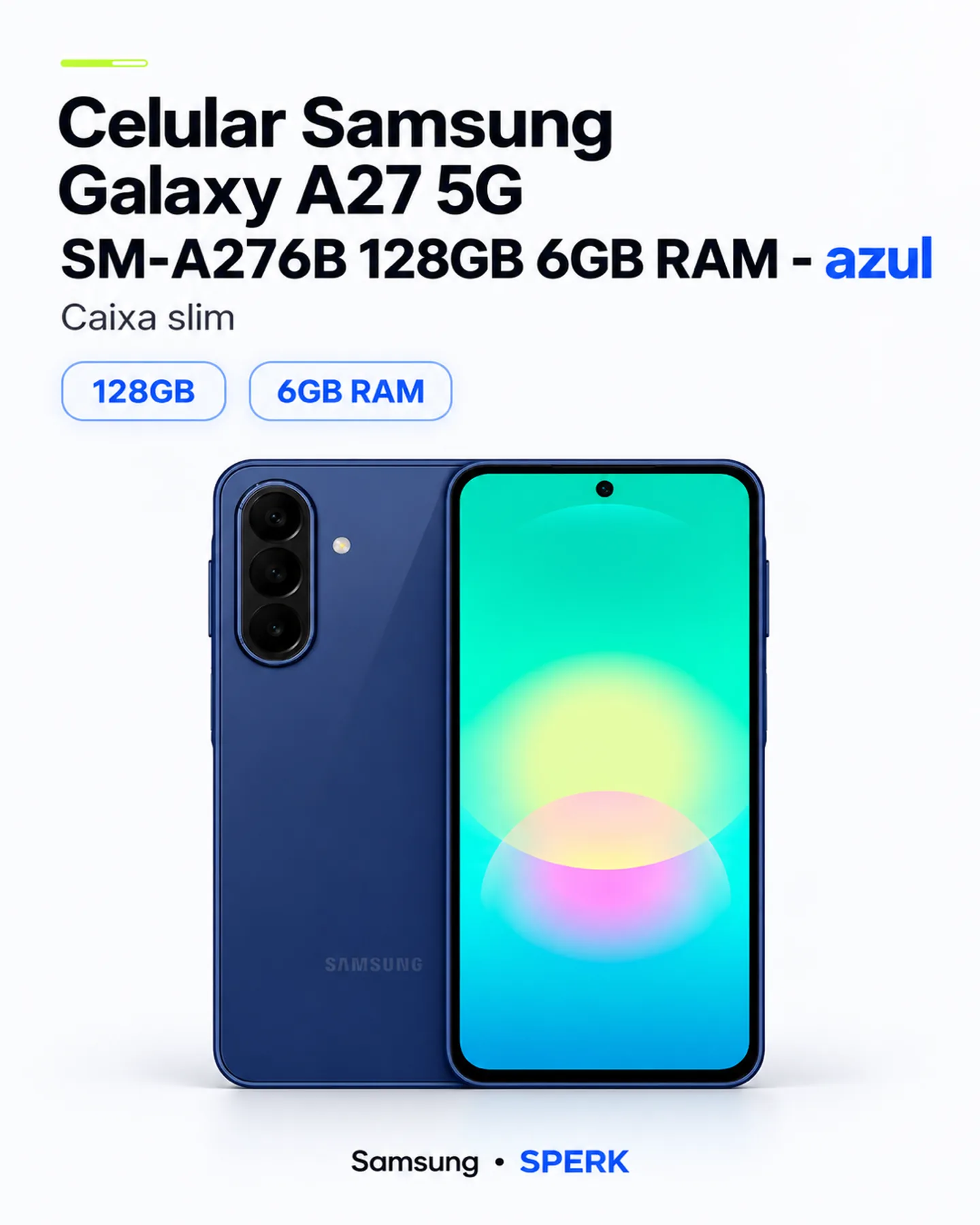 Celular Samsung Galaxy A27 5G SM-A276B 128GB 6GB RAM - azul — painel 1