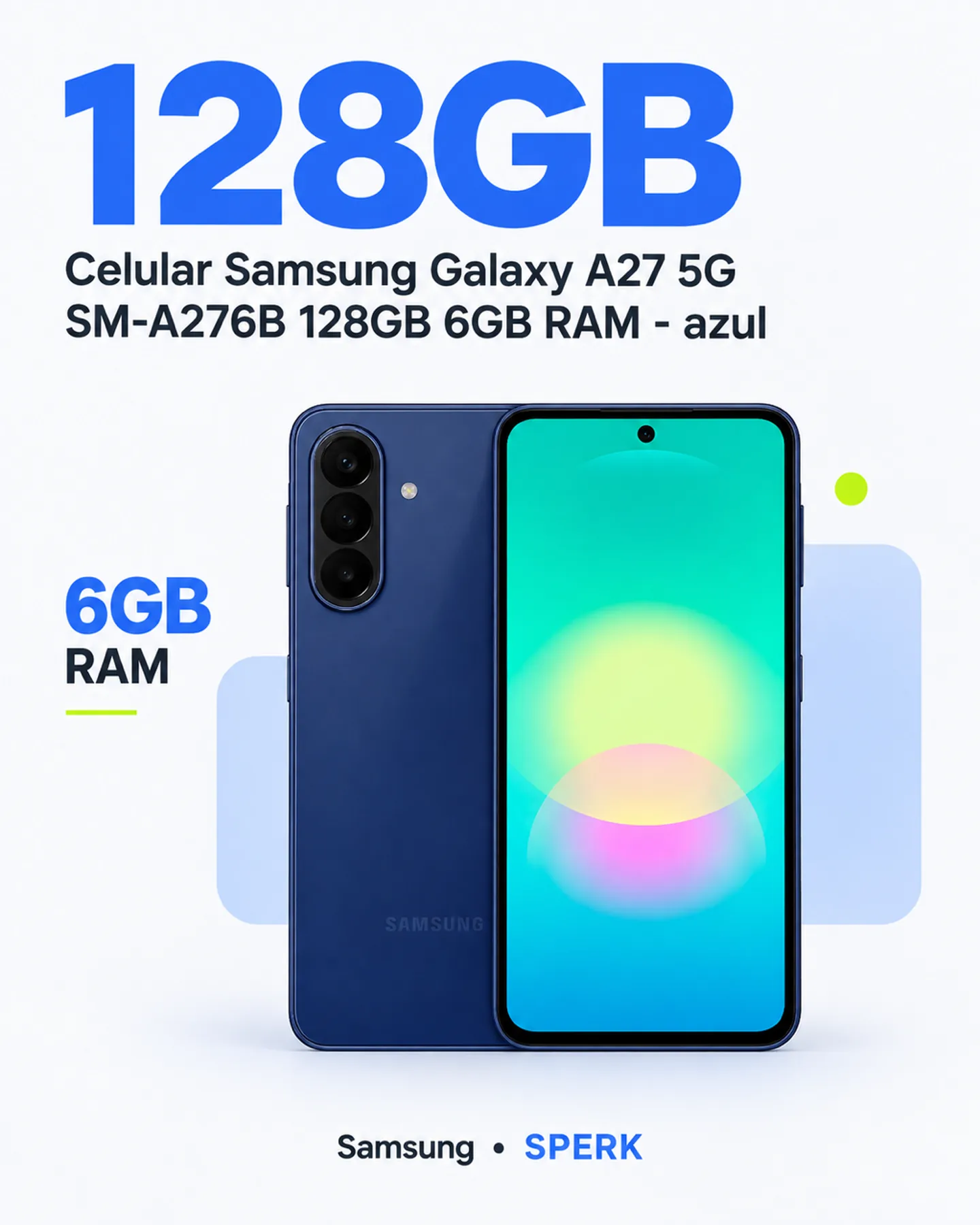 Celular Samsung Galaxy A27 5G SM-A276B 128GB 6GB RAM - azul — painel 3