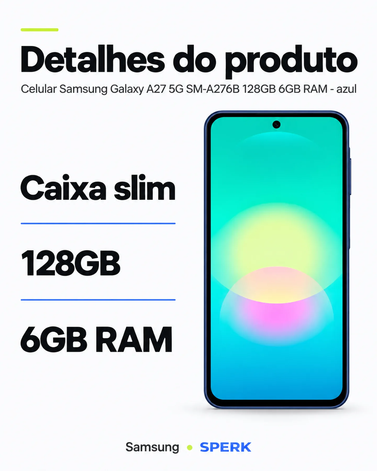 Celular Samsung Galaxy A27 5G SM-A276B 128GB 6GB RAM - azul — painel 4