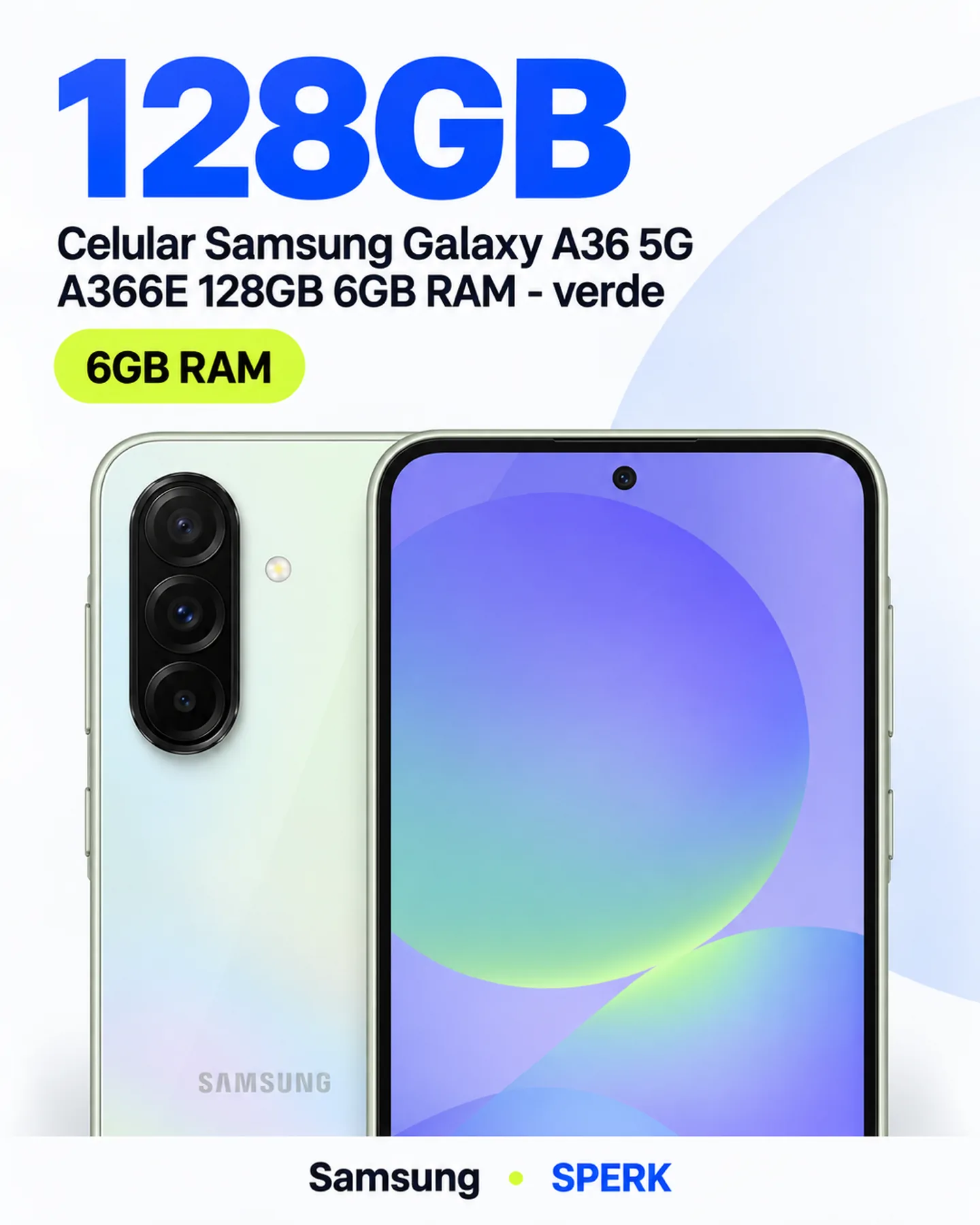 Celular Samsung Galaxy A36 5G A366E 128GB 6GB RAM - verde — painel 2
