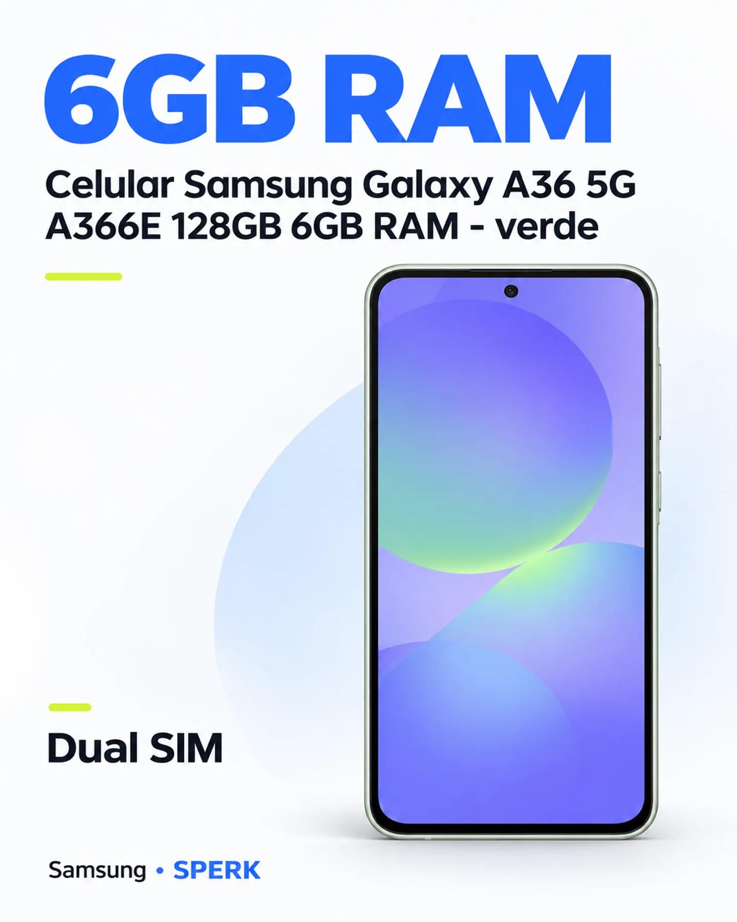 Celular Samsung Galaxy A36 5G A366E 128GB 6GB RAM - verde — painel 3