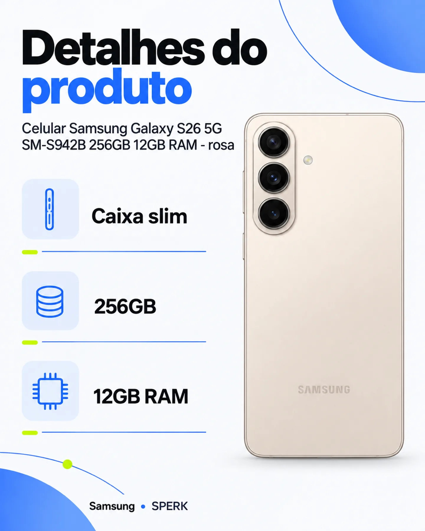 Celular Samsung Galaxy S26 5G SM-S942B 256GB 12GB RAM - rosa — painel 4