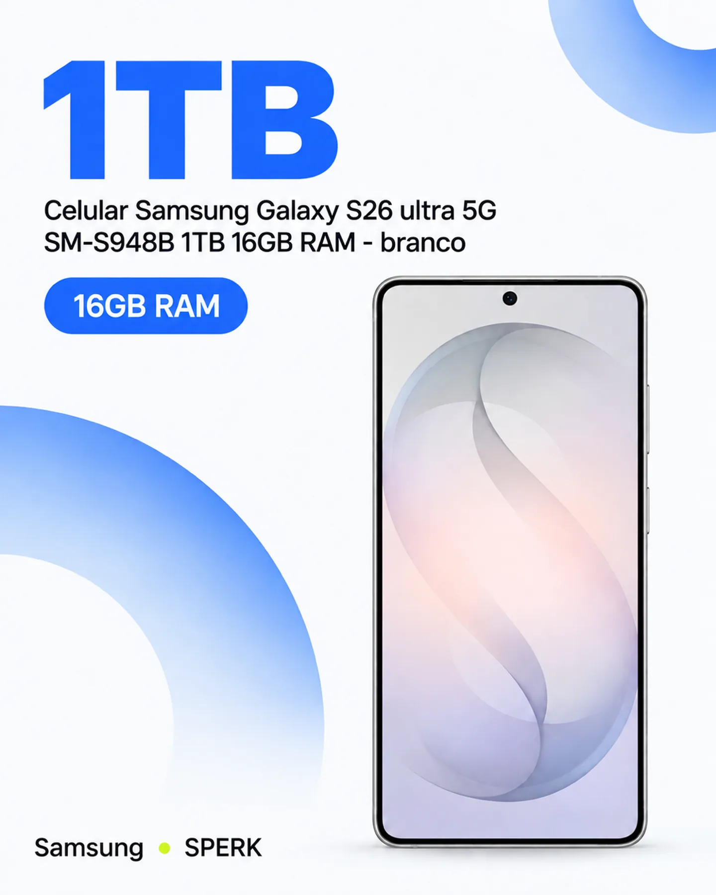 Celular Samsung Galaxy S26 ultra 5G SM-S948B 1TB 16GB RAM - branco — painel 3