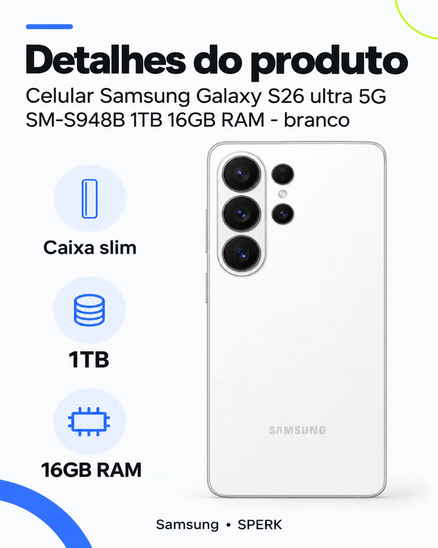 Celular Samsung Galaxy S26 ultra 5G SM-S948B 1TB 16GB RAM - branco — painel 4