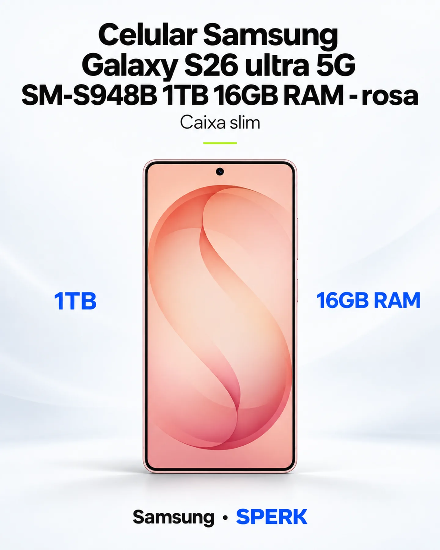 Celular Samsung Galaxy S26 ultra 5G SM-S948B 1TB 16GB RAM - rosa — painel 1