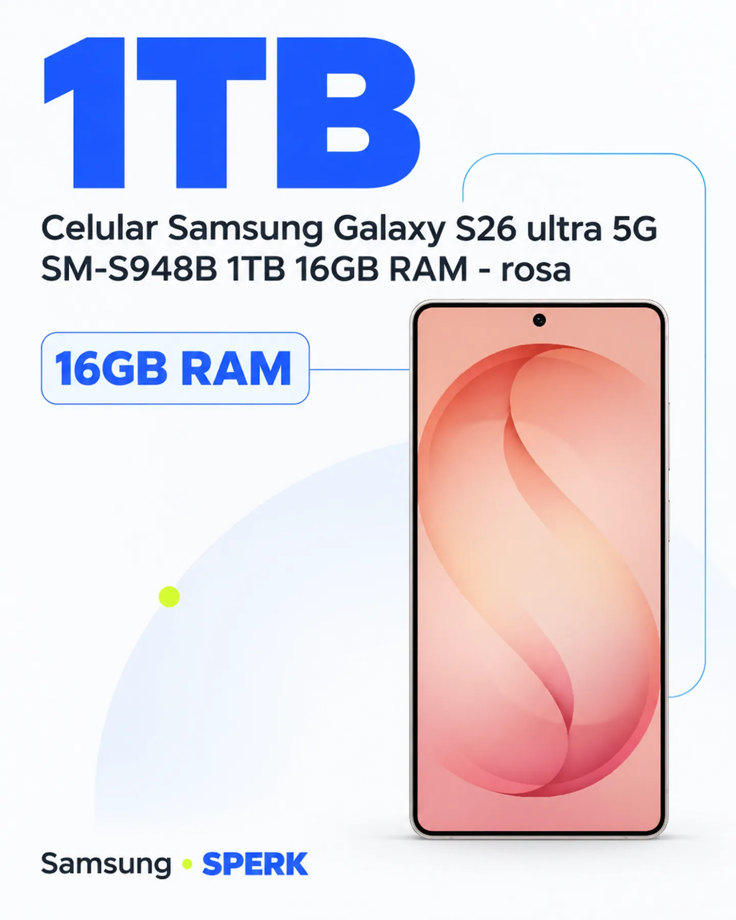Celular Samsung Galaxy S26 ultra 5G SM-S948B 1TB 16GB RAM - rosa — painel 3