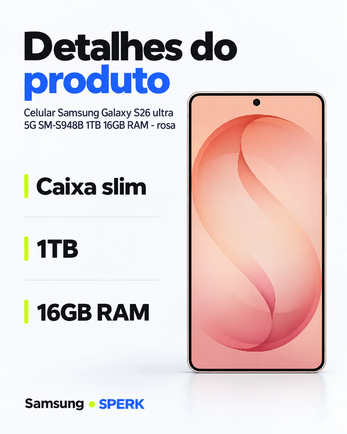Celular Samsung Galaxy S26 ultra 5G SM-S948B 1TB 16GB RAM - rosa — painel 4